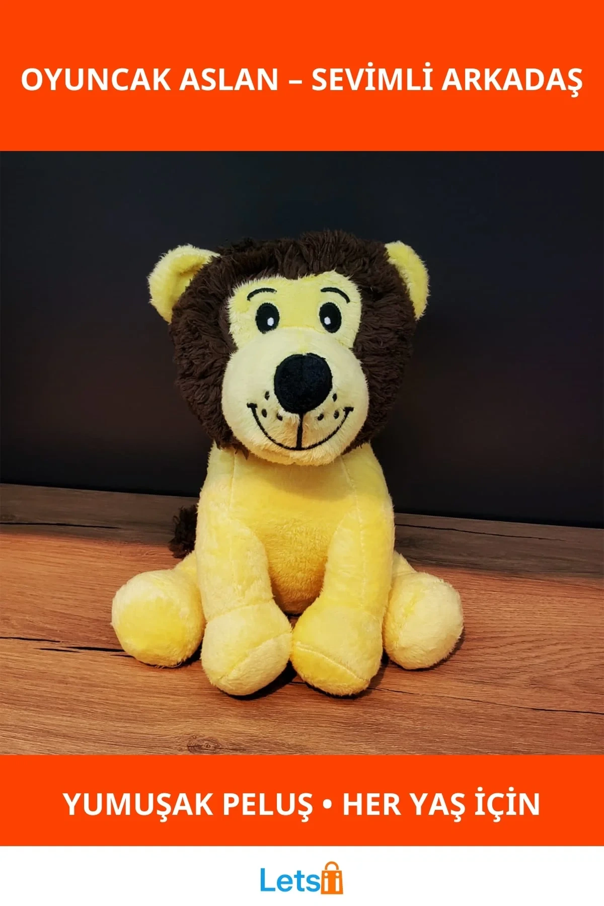 Sevimli Peluş Oyuncak Aslan 25 cm | Dekoratif ve Eğlenceli