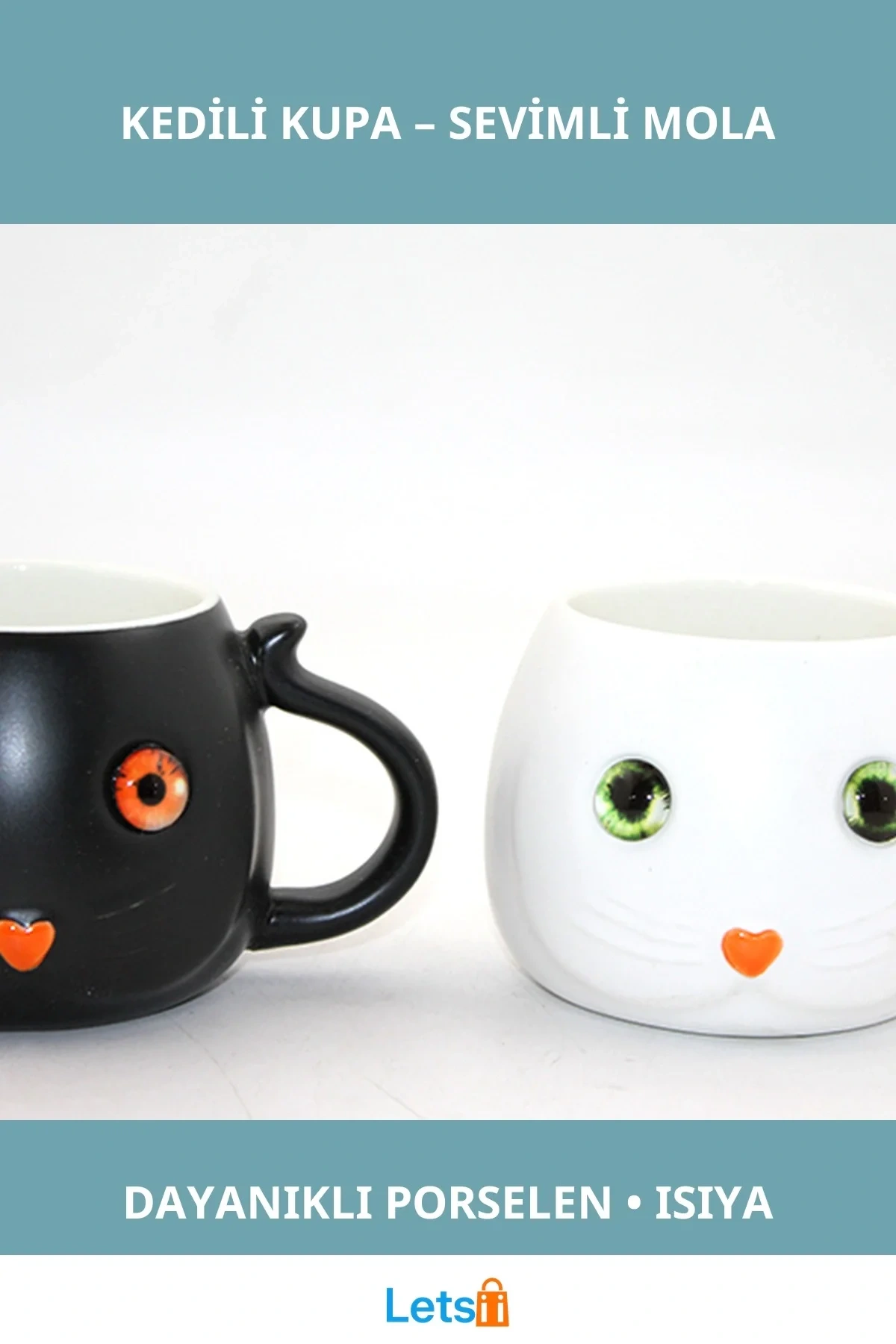 Sevimli Porselen Kedili Kupa Bardak Kahve ve Çay İçin İdeal