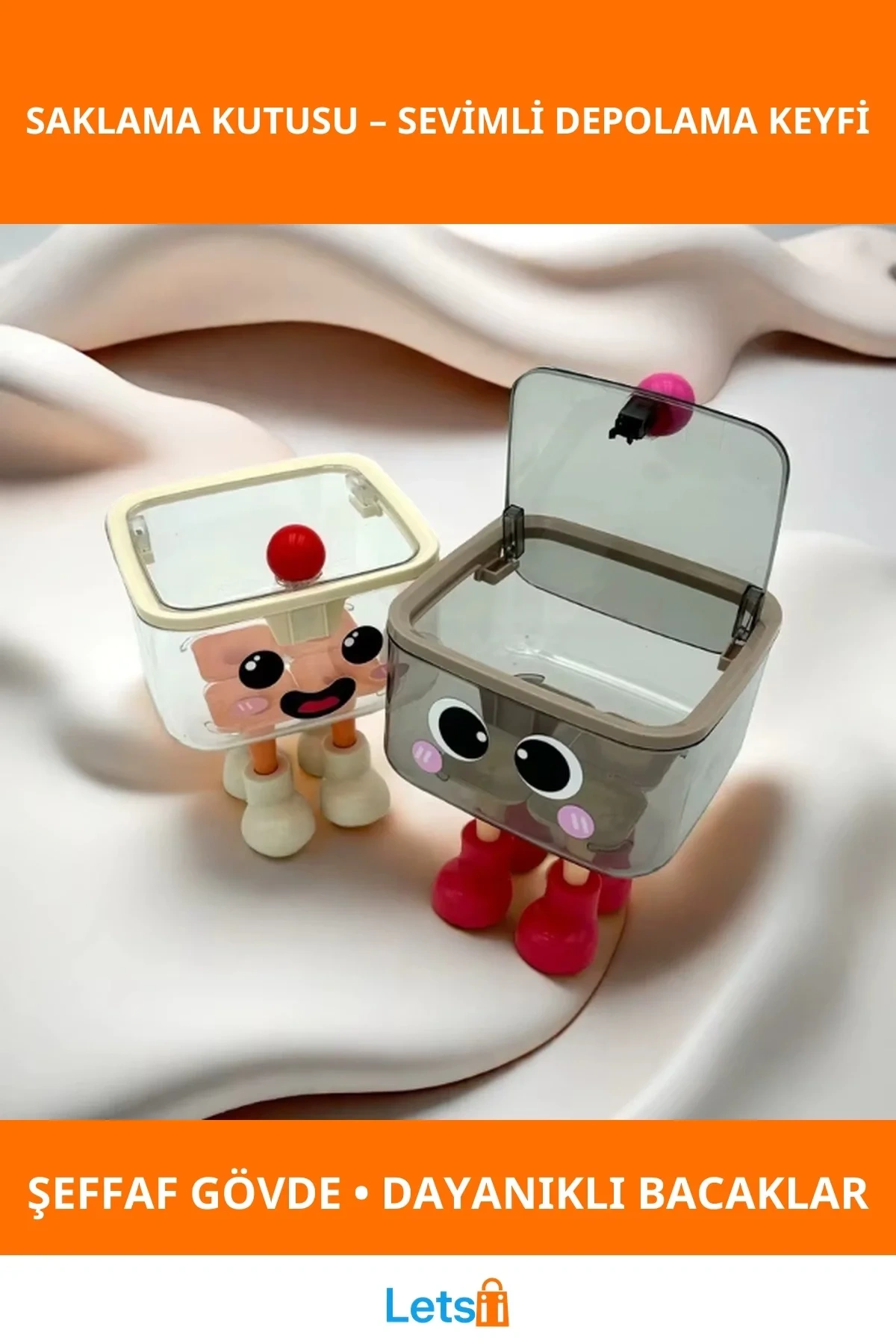Sevimli Tasarım Çok Amaçlı Saklama Kutusu Eğlenceli Yüz İfadeleri ile