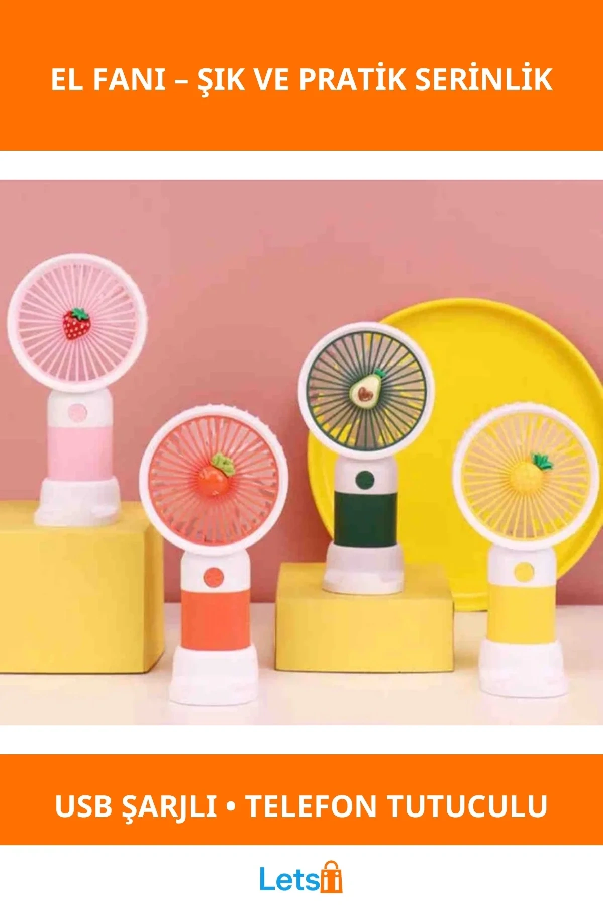 Sevimli Tasarımlı USB Şarjlı Telefon Tutuculu El Fanı