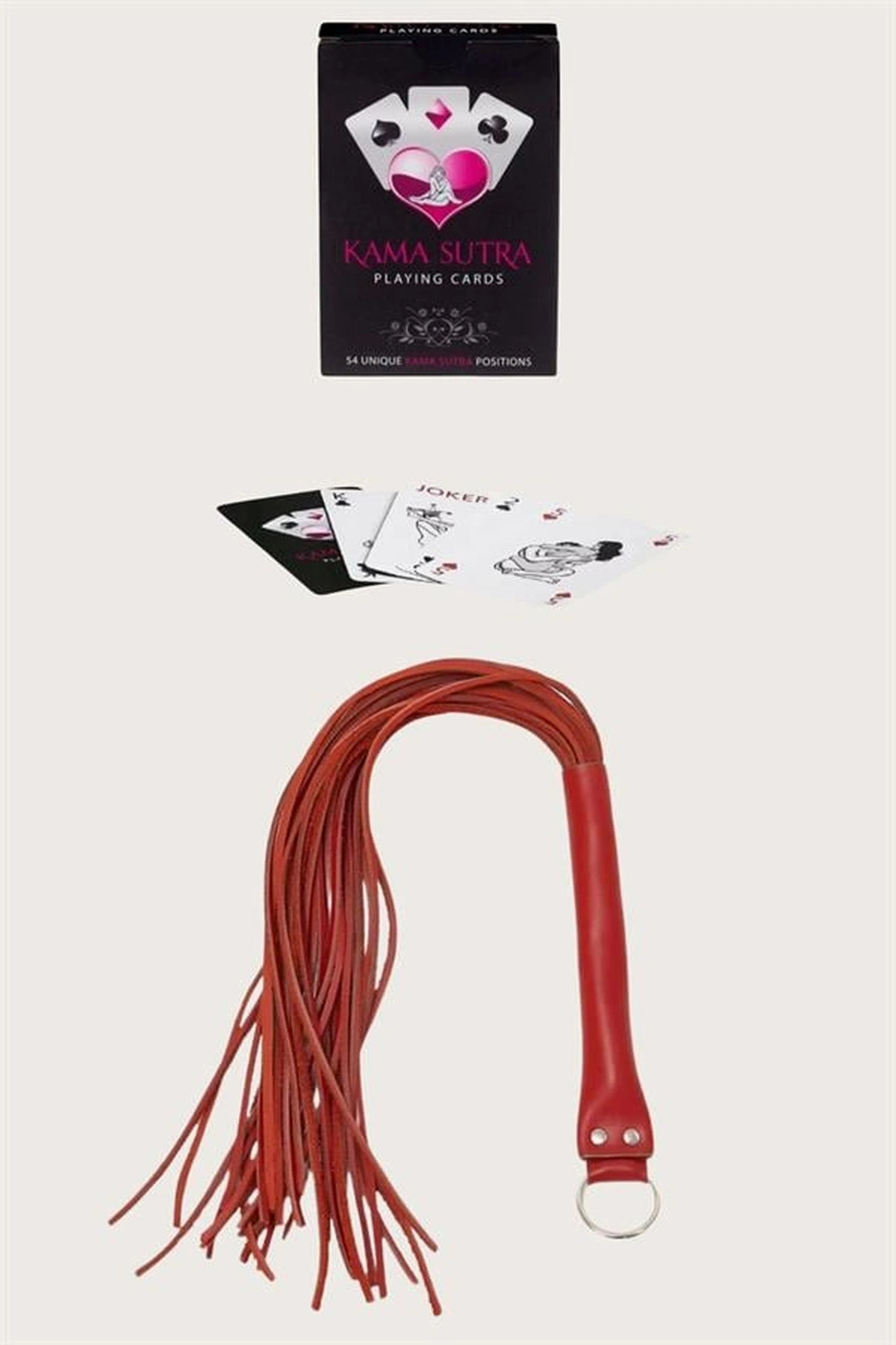 Sexy Görselli Oyun Kartı Ve Kırbaç Seti Kırmızı Renk