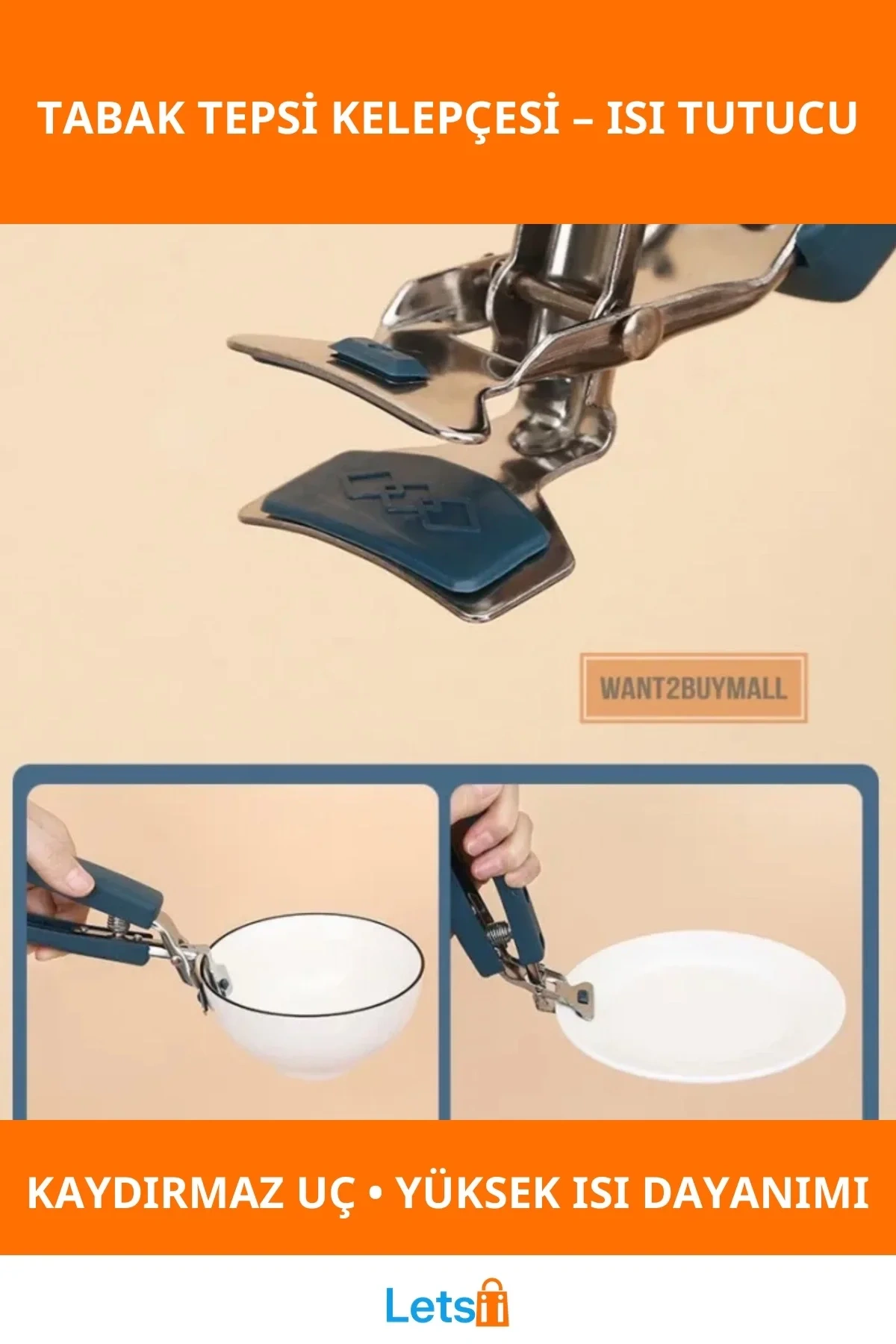 Sıcak Tabak ve Tepsi Kelepçesi Yanma Önleyici Dayanıklı Mutfak Aracı