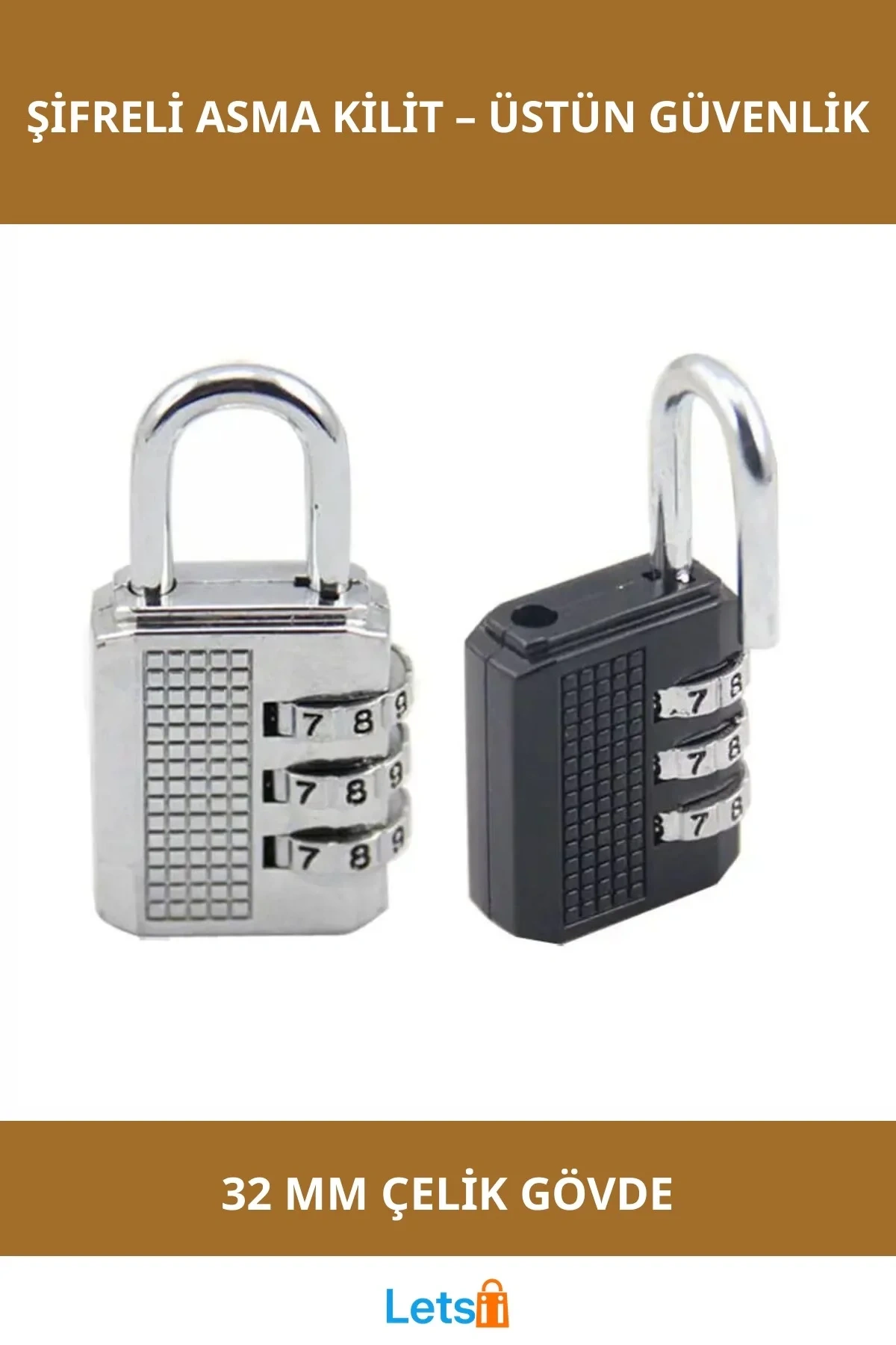 Şifreli Paslanmaz Çelik Dayanıklı 32 mm Asma Kilit