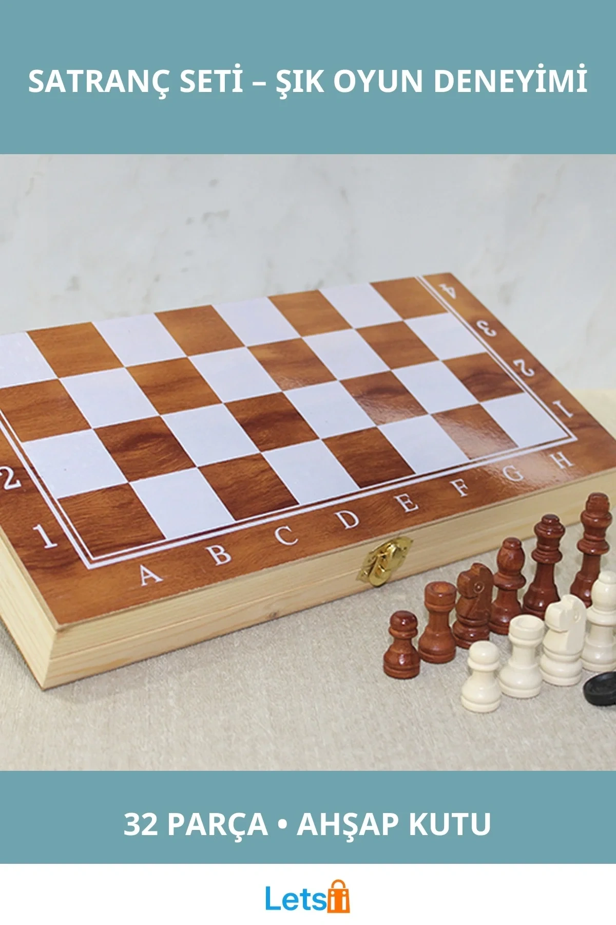 Şık Ahşap Kutulu Satranç Oyunu