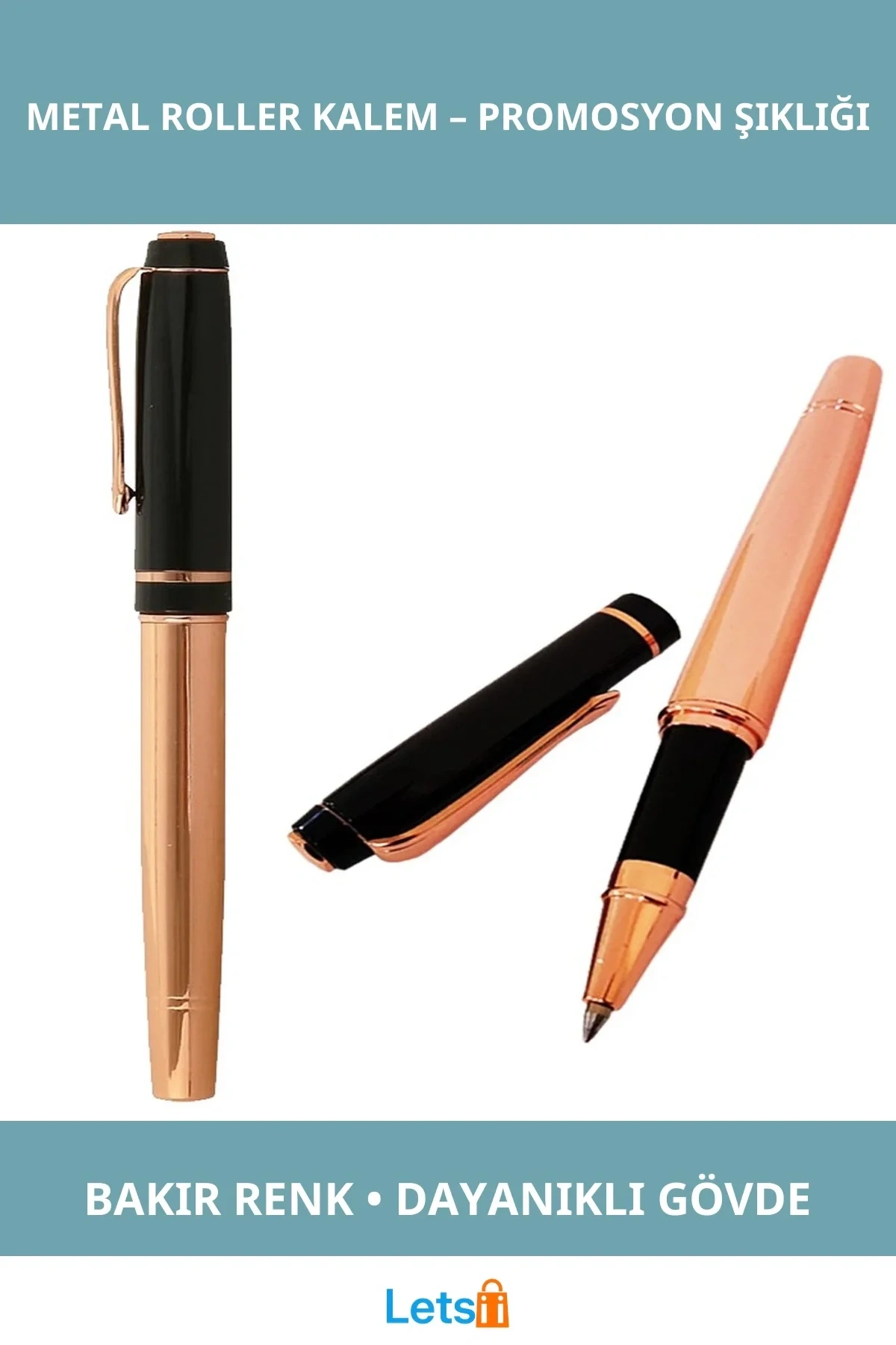 Şık Bakır Renk Metal Roller Kalem 17 cm Uzunluk