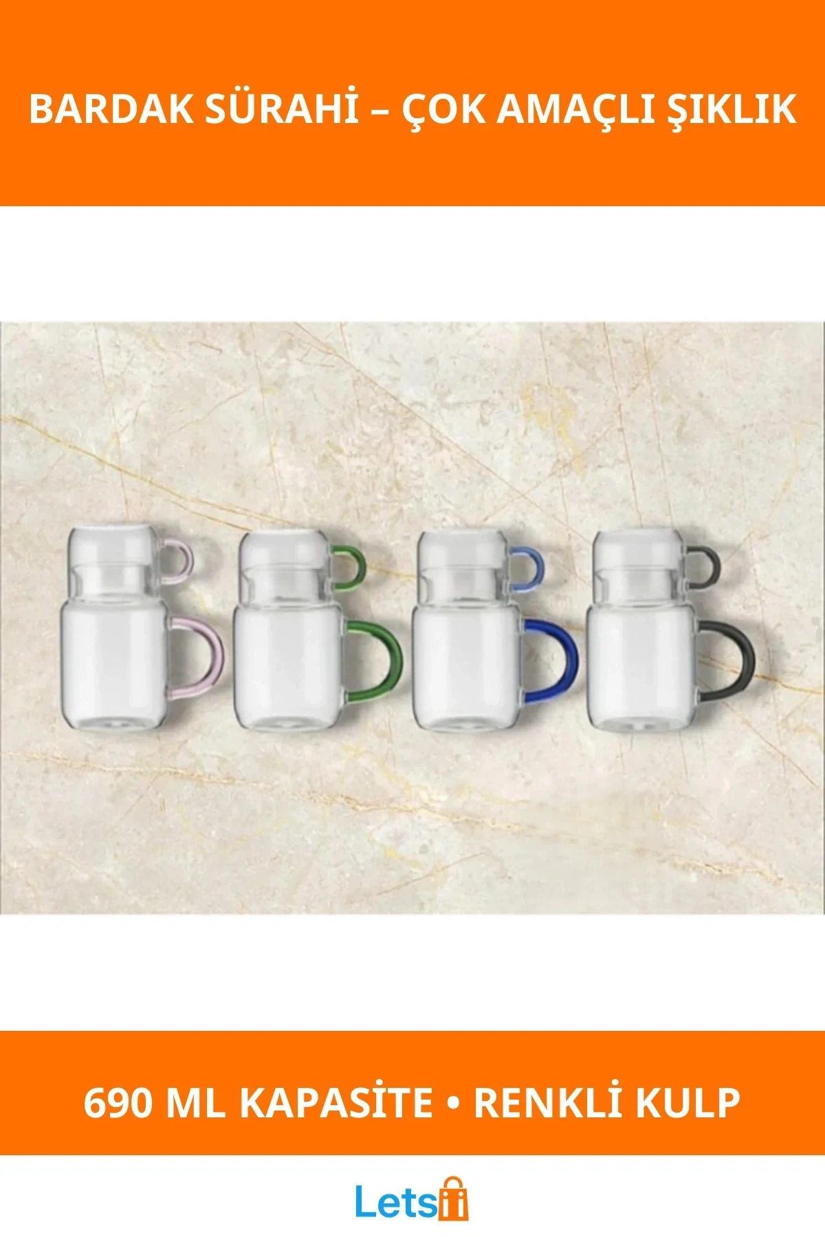 Şık Cam Bardak Sürahi 690ml Kapasiteli, Çok Amaçlı Tasarım