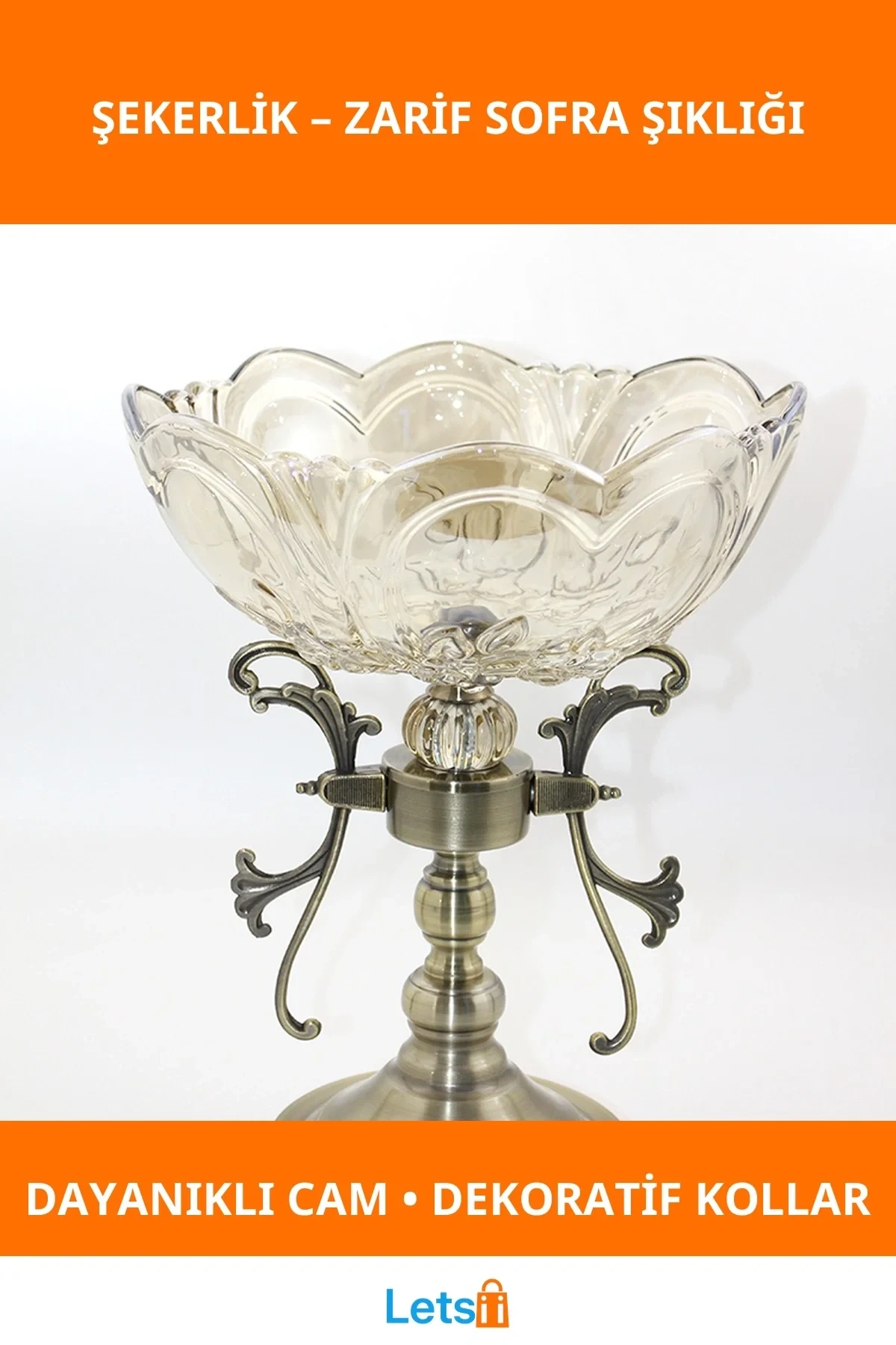 Şık Cam Kase Şekerlik Lüks Sunum 1 Adet