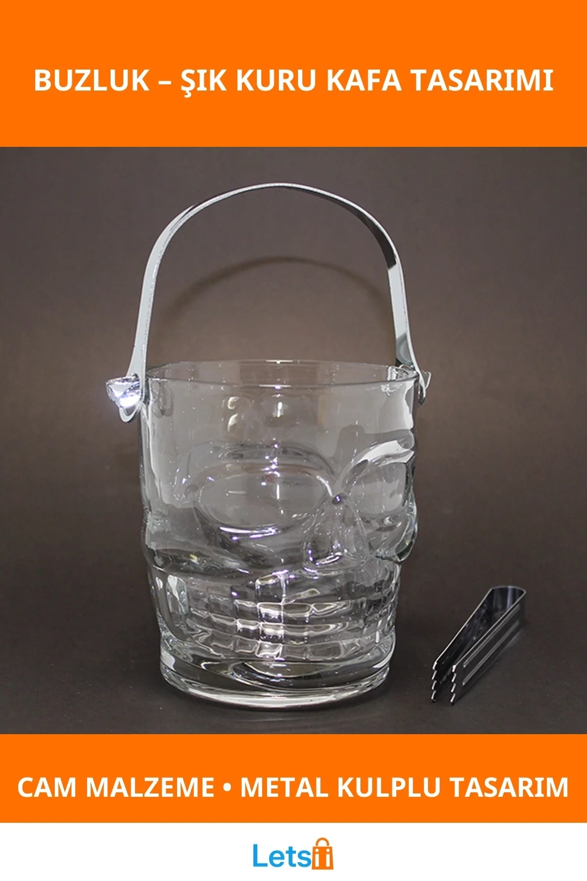 Şık Cam Kuru Kafa Buzluk 1 Adet