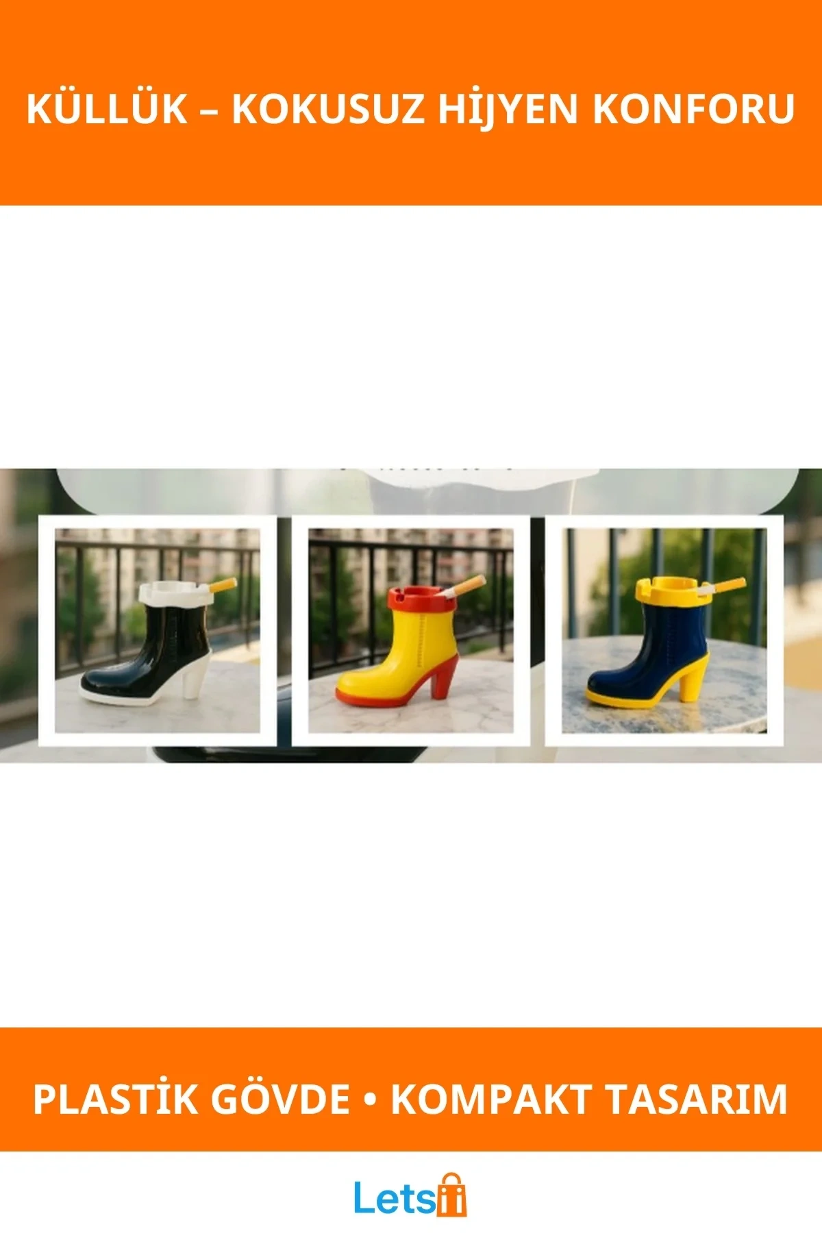 Şık Çizme Tasarımlı Kokusuz Dayanıklı Küllük