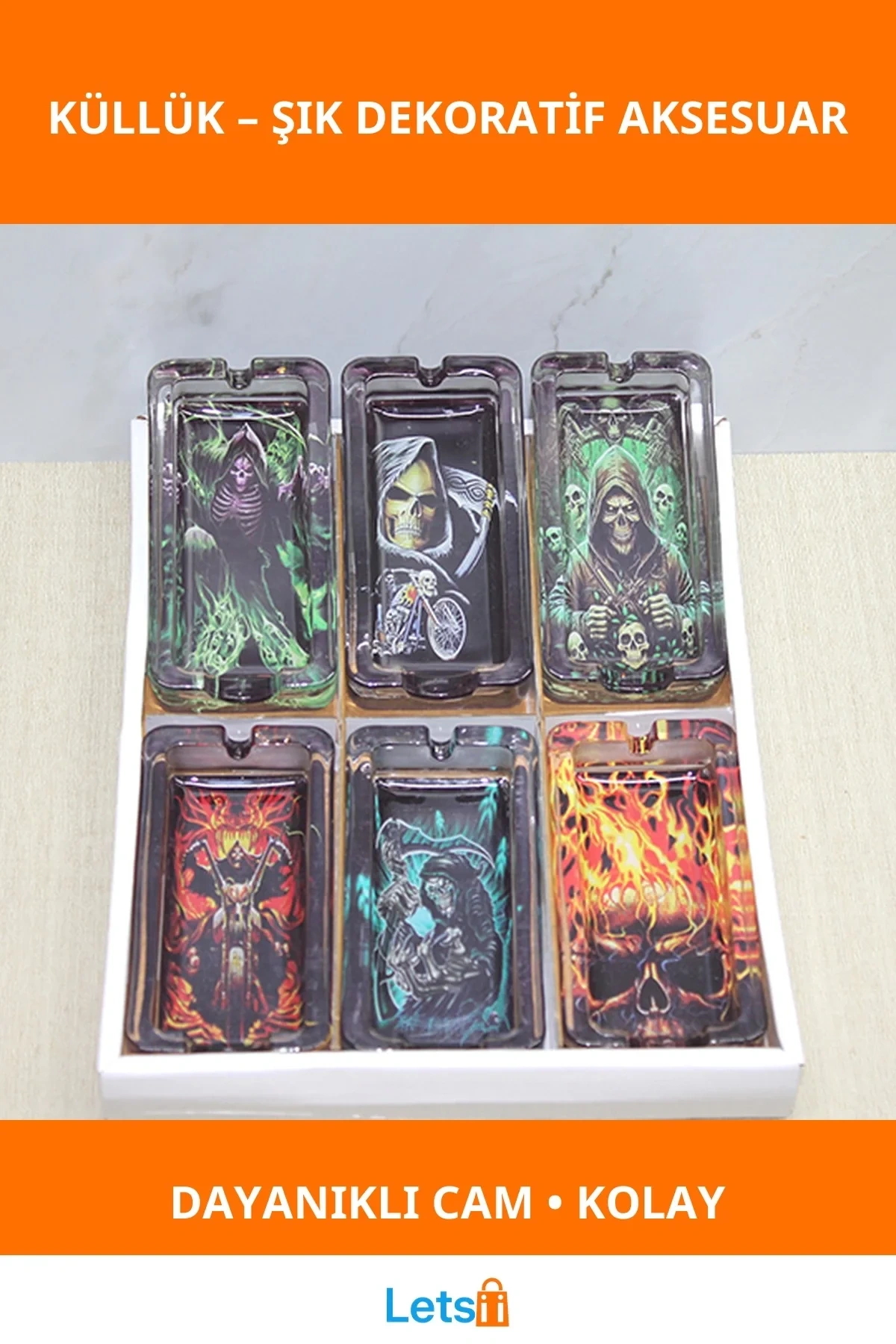 Şık Dekoratif Cam Küllük Dayanıklı Tahayyül Edici 1 Adet