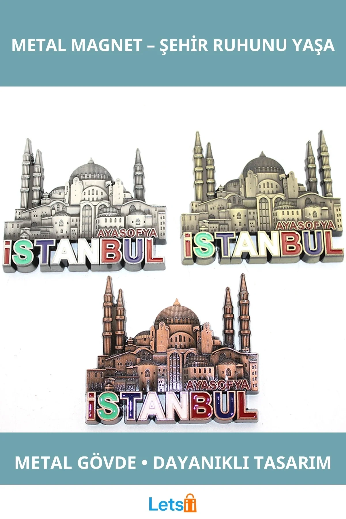 Şık İstanbul Temalı Metal Magnet Dayanıklı Buzdolabı Süsü