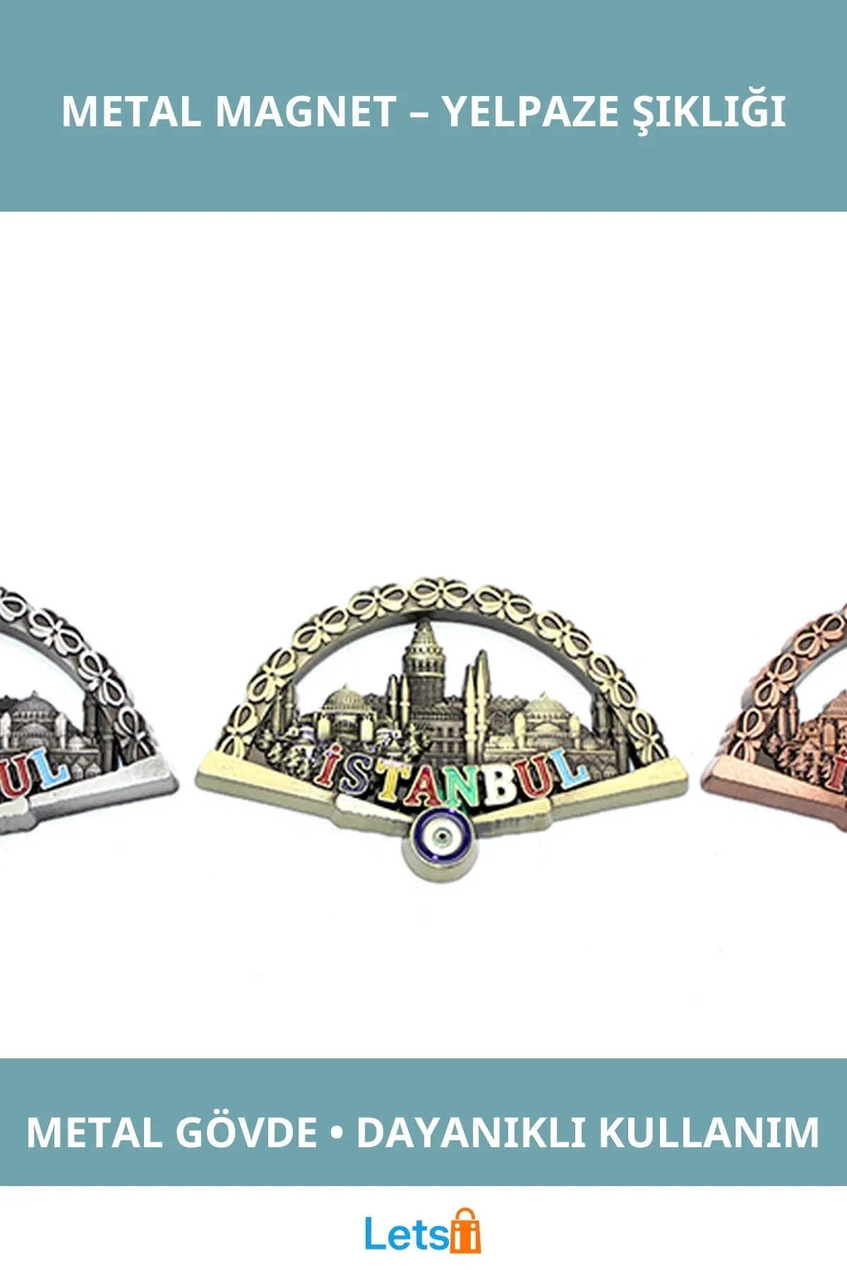 Şık İstanbul Temalı Metal Yelpaze Magnet
