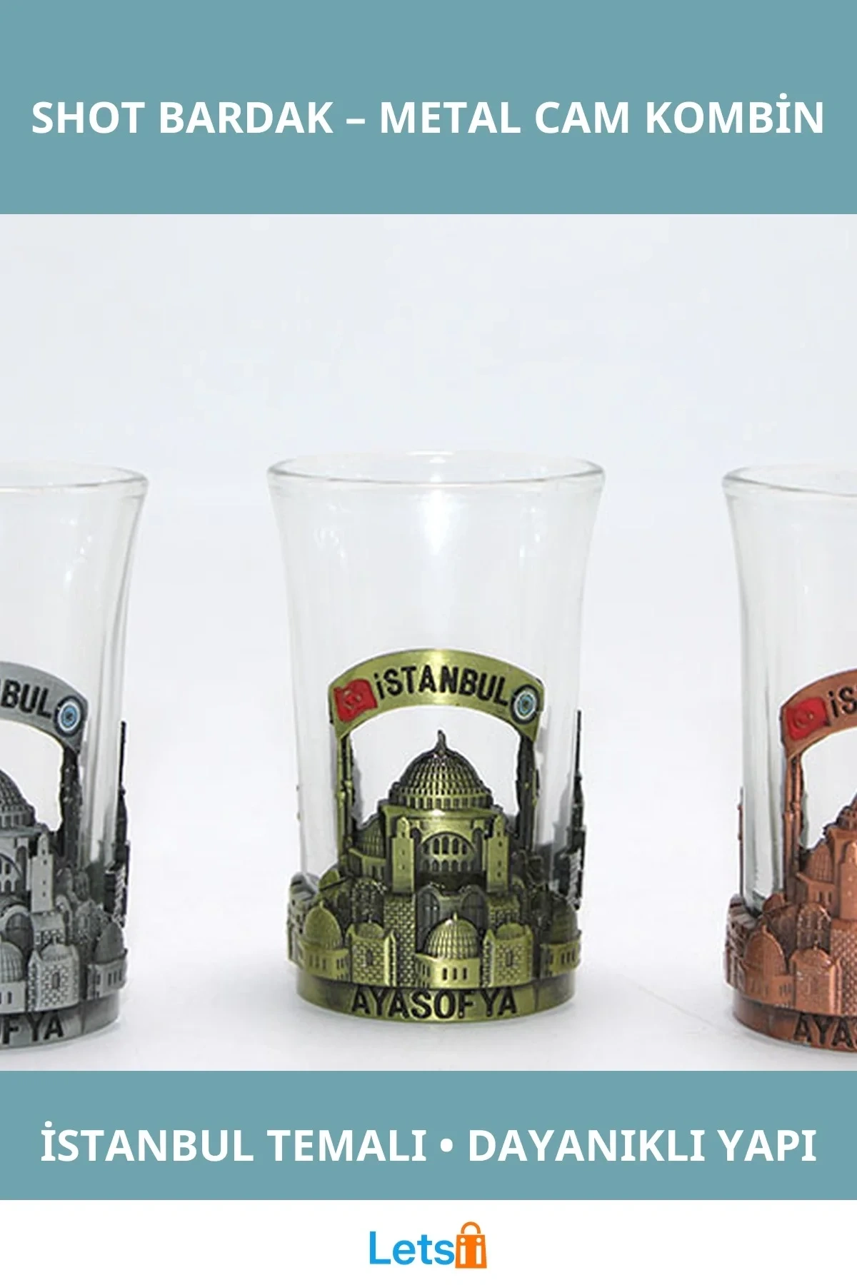 Şık İstanbul Temalı Tekli Metal Cam Shot Bardak