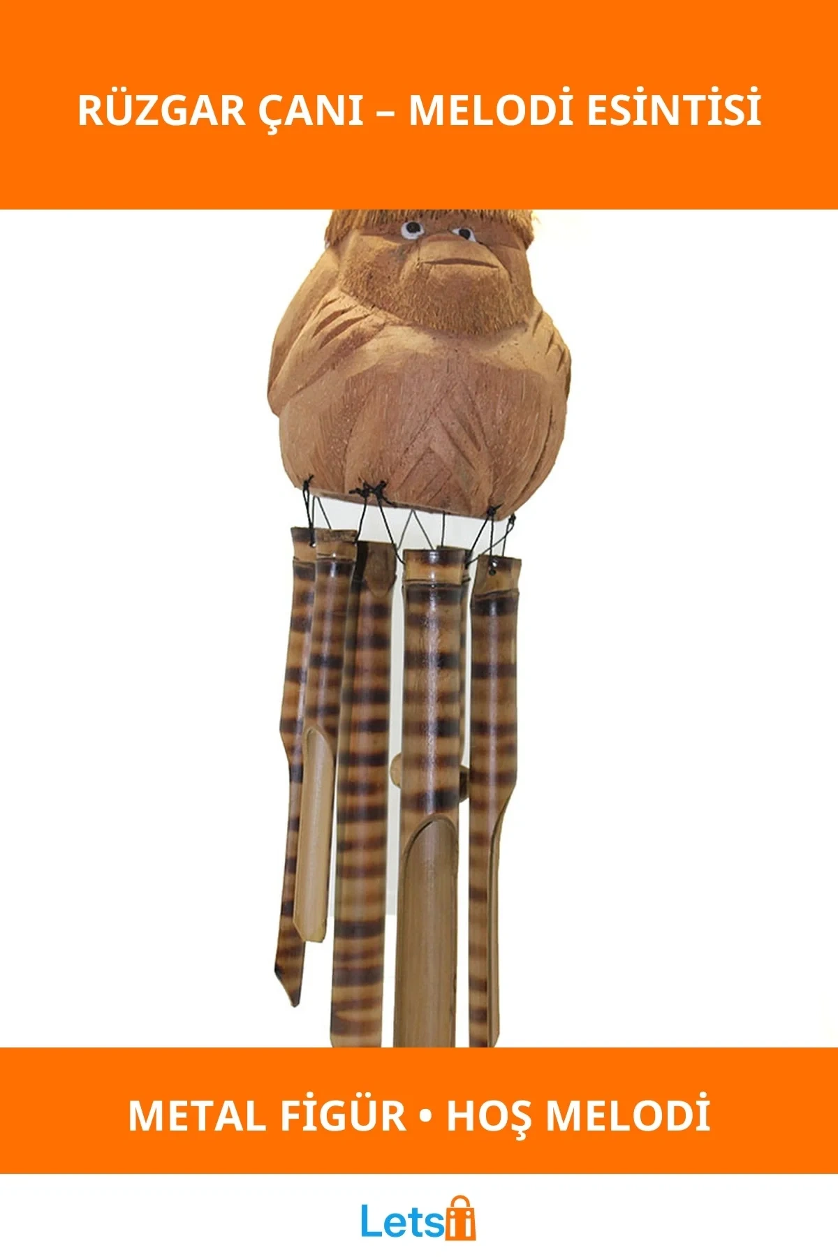 Şık Maymun Büstü Rüzgar Çanı Dekoratif Bahçe ve İç Mekan Aksesuarı