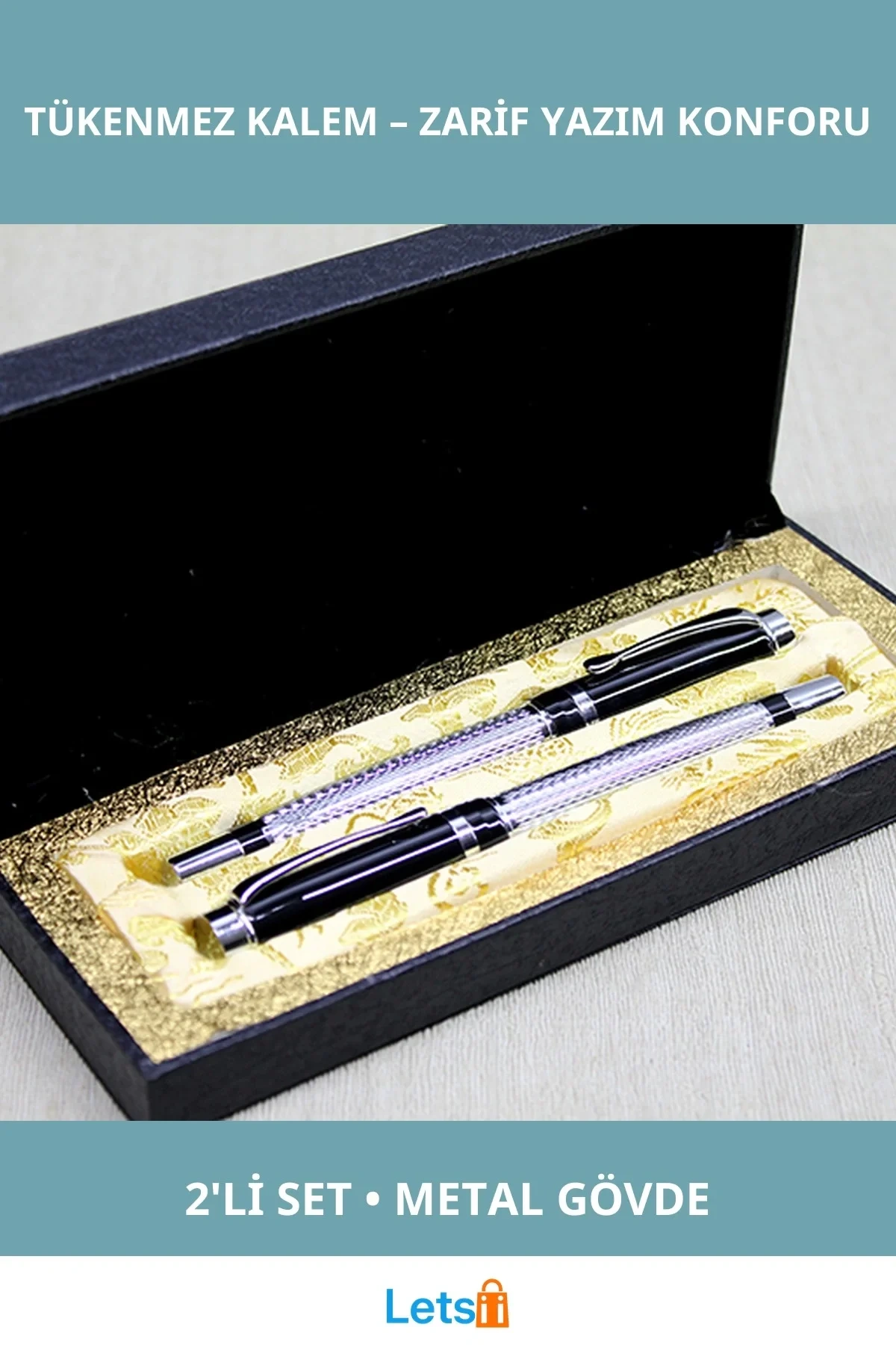 Şık Metal Gövdeli 2li Tükenmez Kalem Hediye Seti