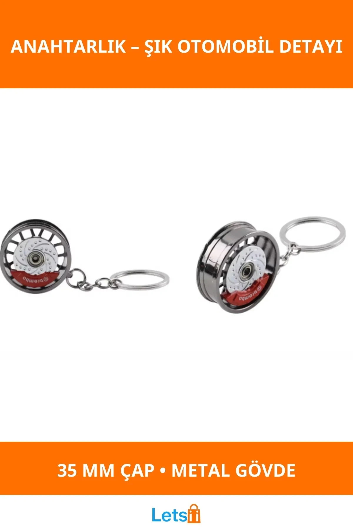 Şık Metal Jant Disk Anahtarlık 35mm Otomotiv Aksesuarlari