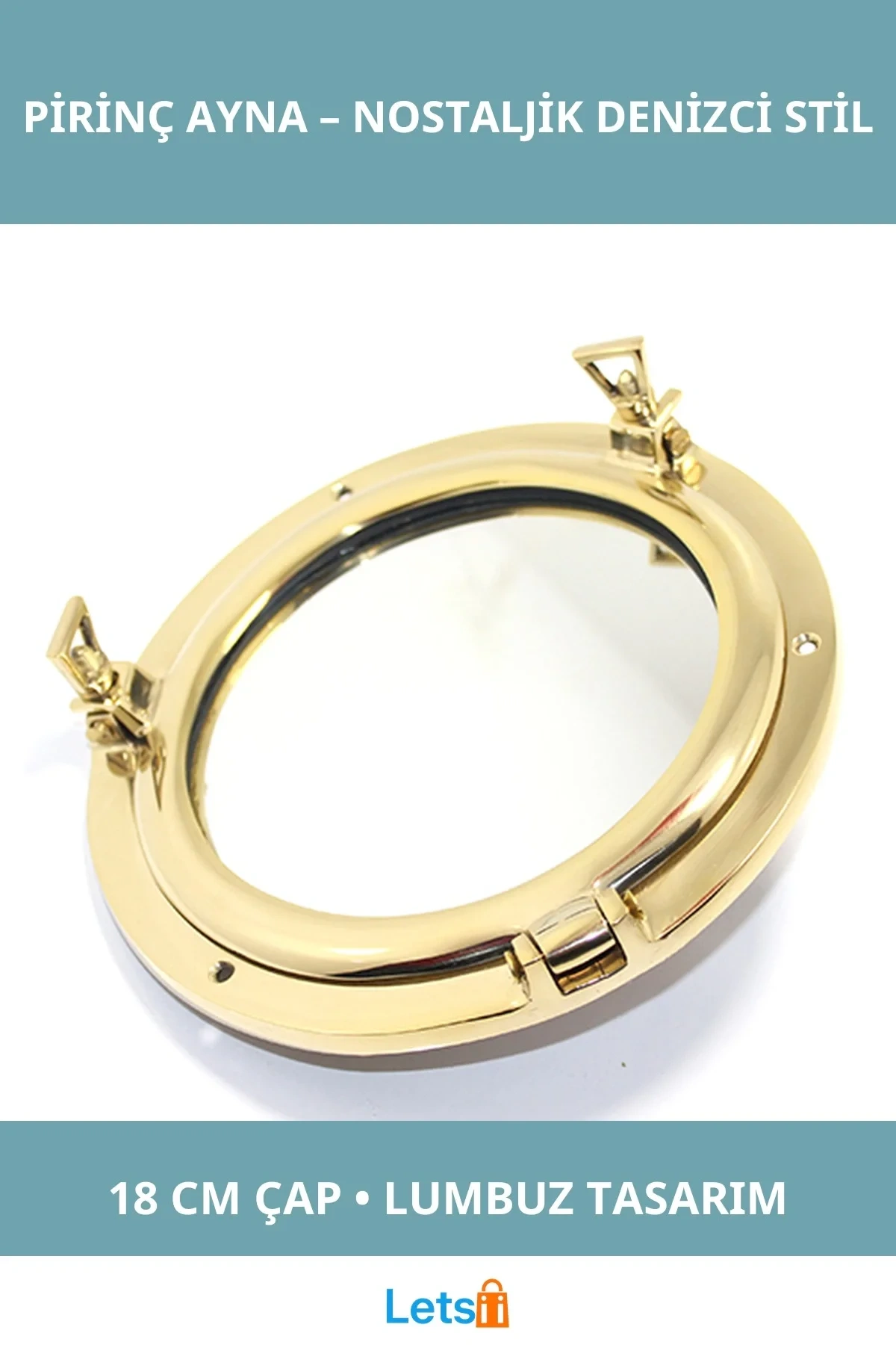 Şık Nostaljik Lumbuz Pirinç Ayna 18 cm
