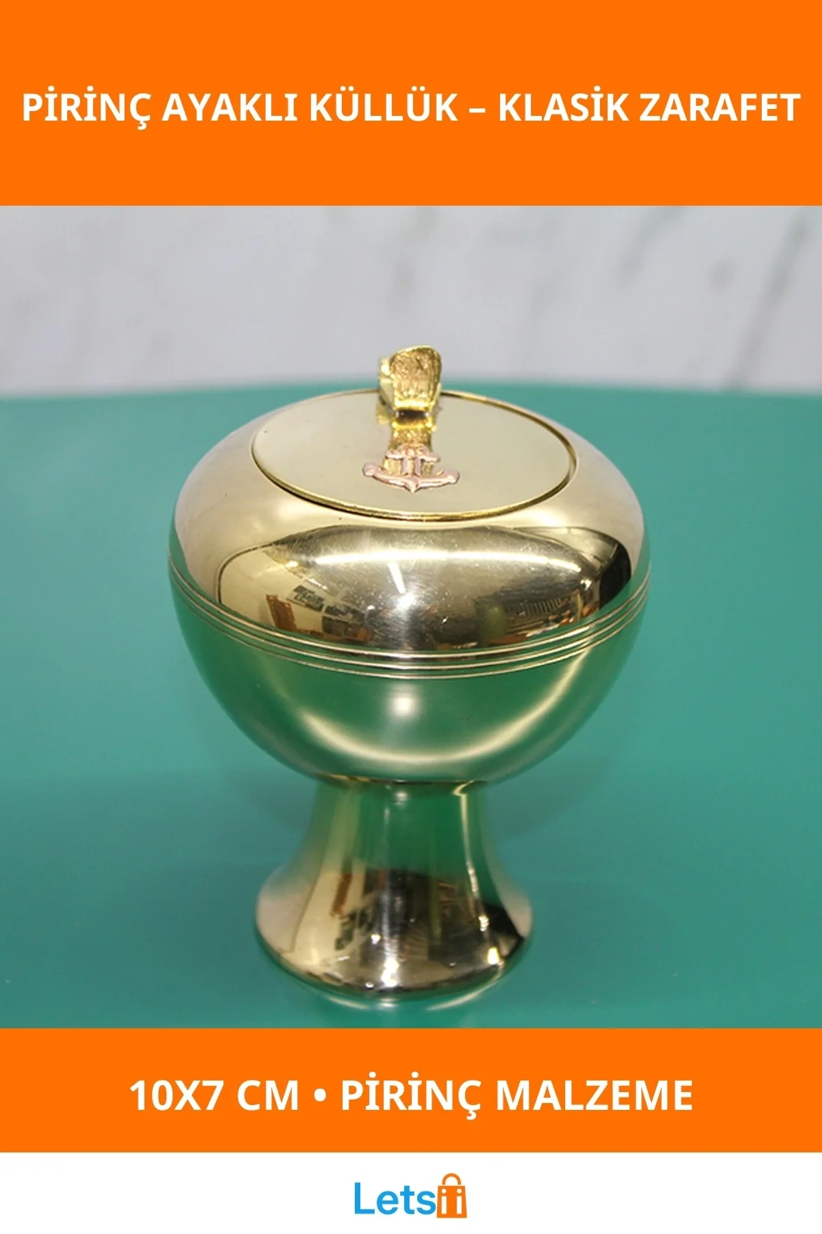 Şık Pirinç Ayaklı Küllük 10x7 cm Dayanıklı Tasarım