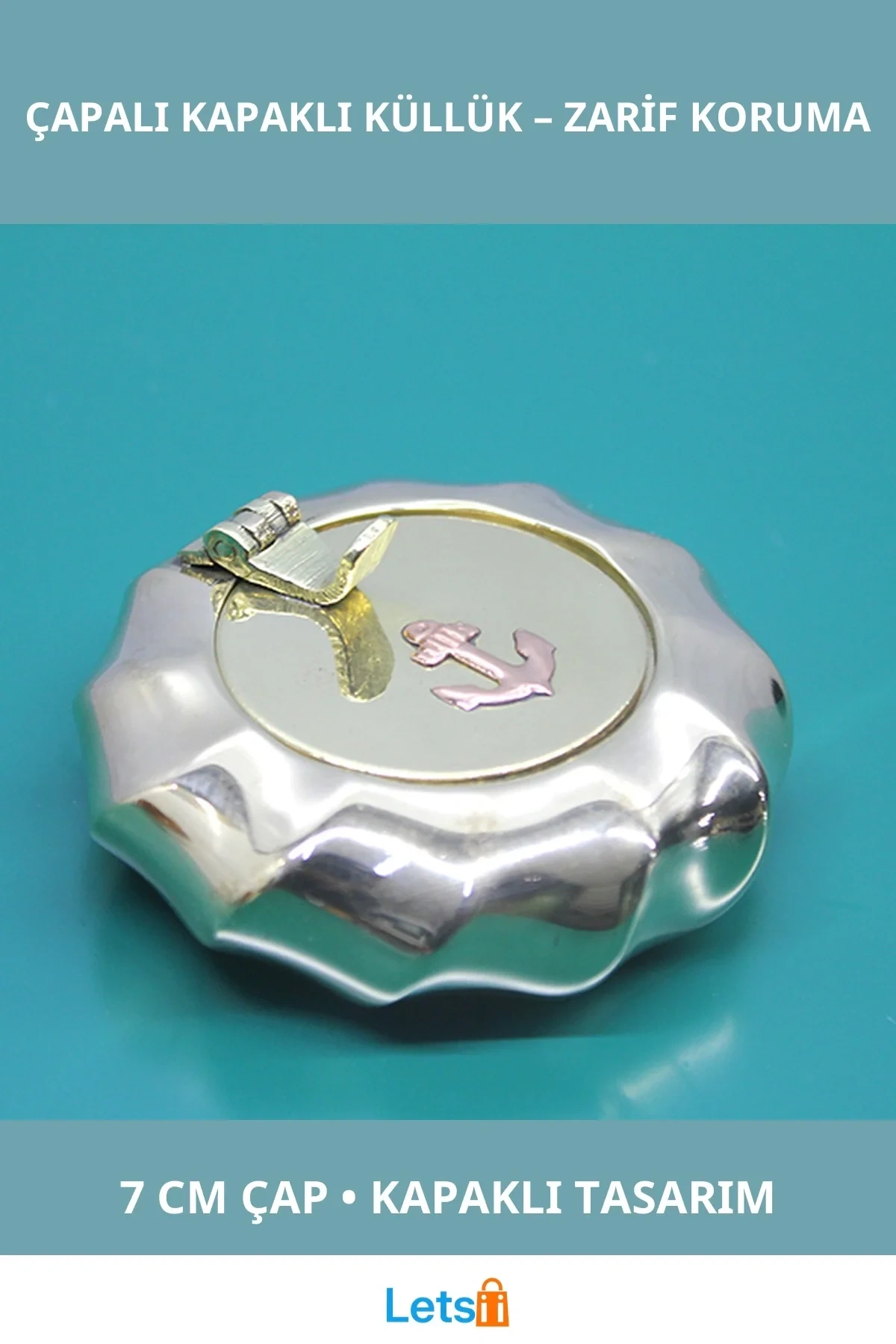 Şık Pirinç Kapaklı Küllük 7 Cm Vintage Tasarım