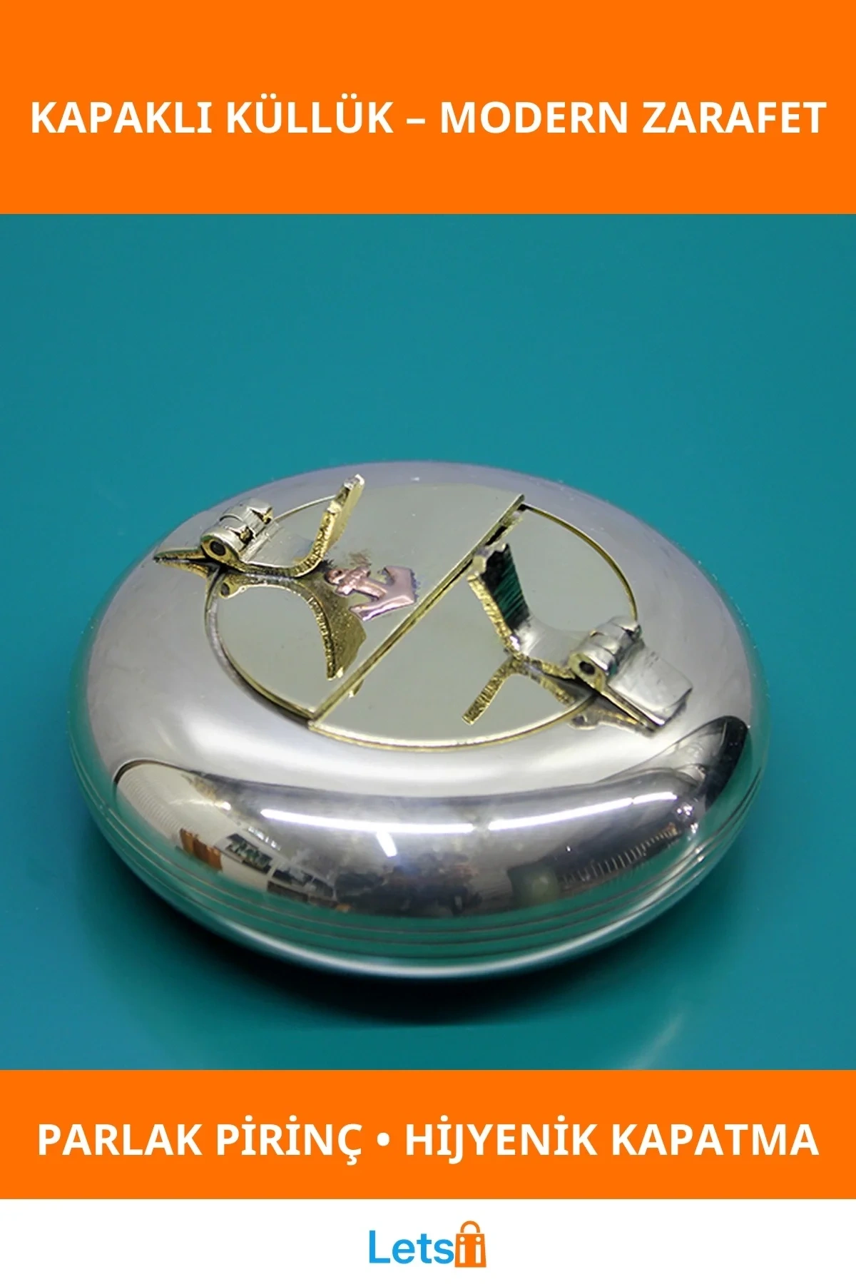 Şık Pirinç Kapaklı Küllük Dekoratif ve Hijyenik Kullanım