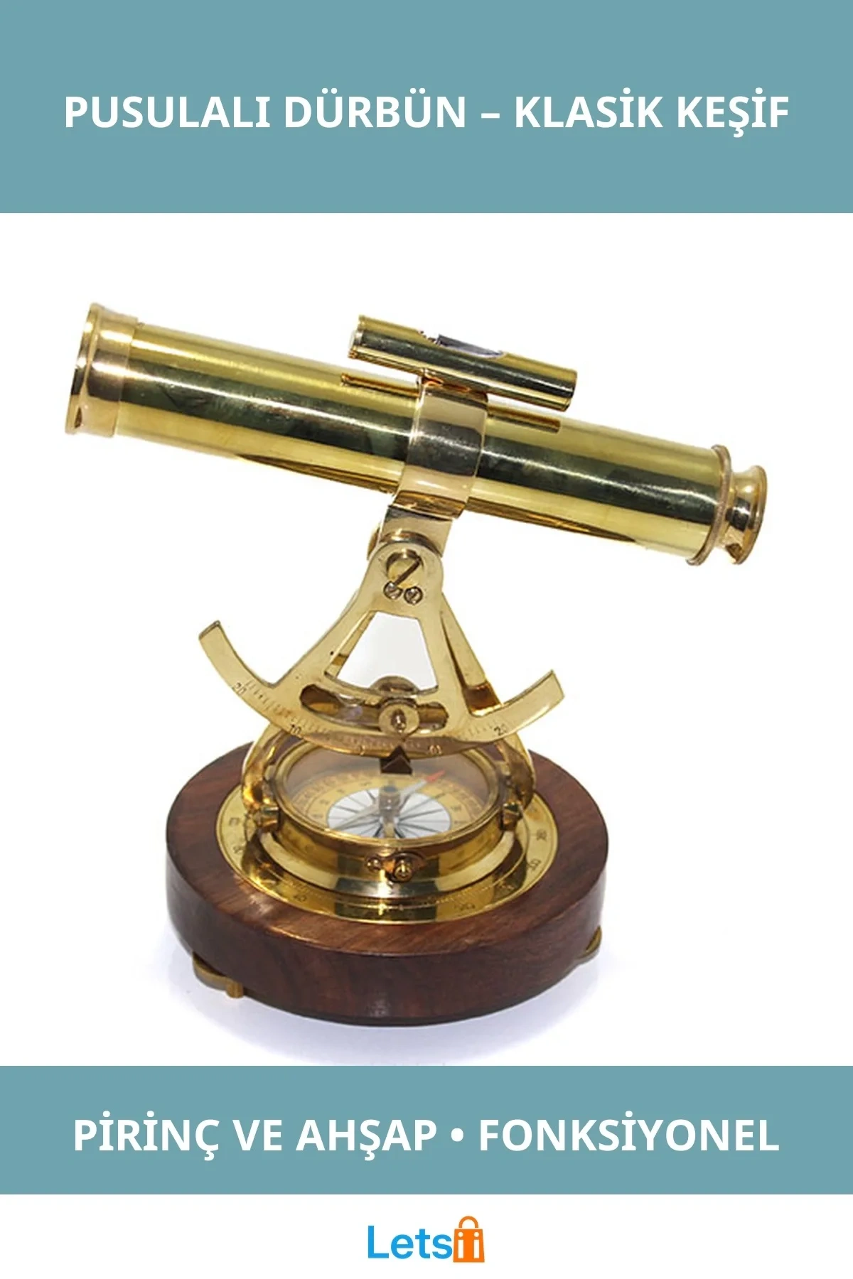 Şık Pirinç Pusulalı Klasik Dürbün