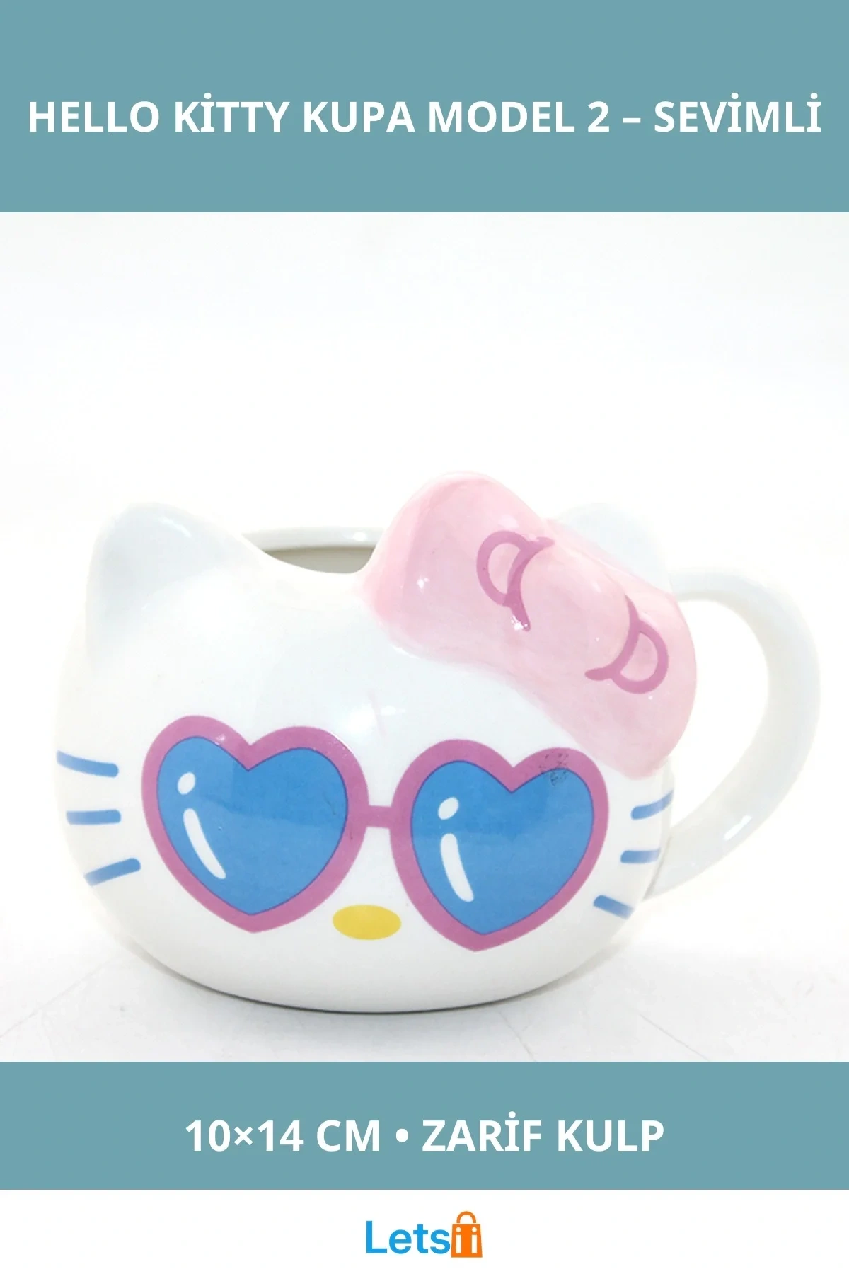 Şık Porselen Hello Kitty Kupa Bardak 10x14 cm