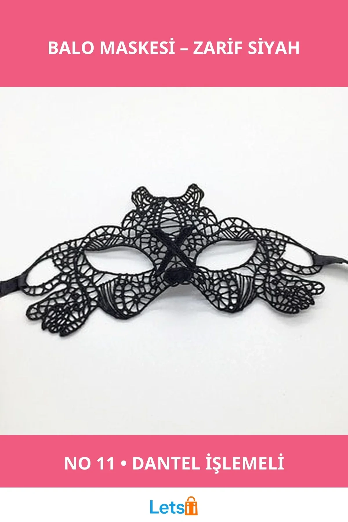 Şık Siyah Dantel İşlemeli Balo Maskesi 11 No