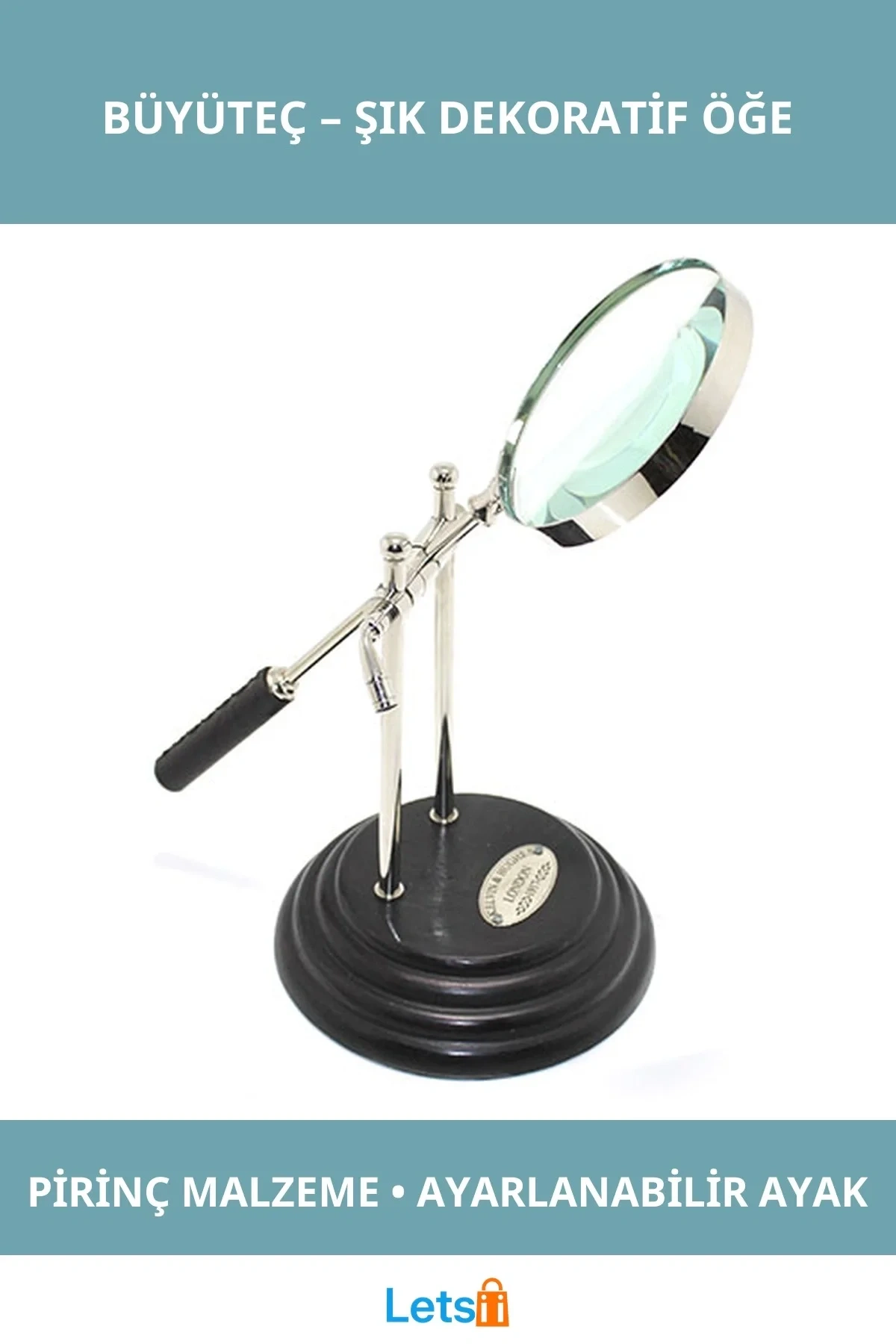 Şık Tasarımlı Dayanıklı Pirinç Standlı Büyüteç