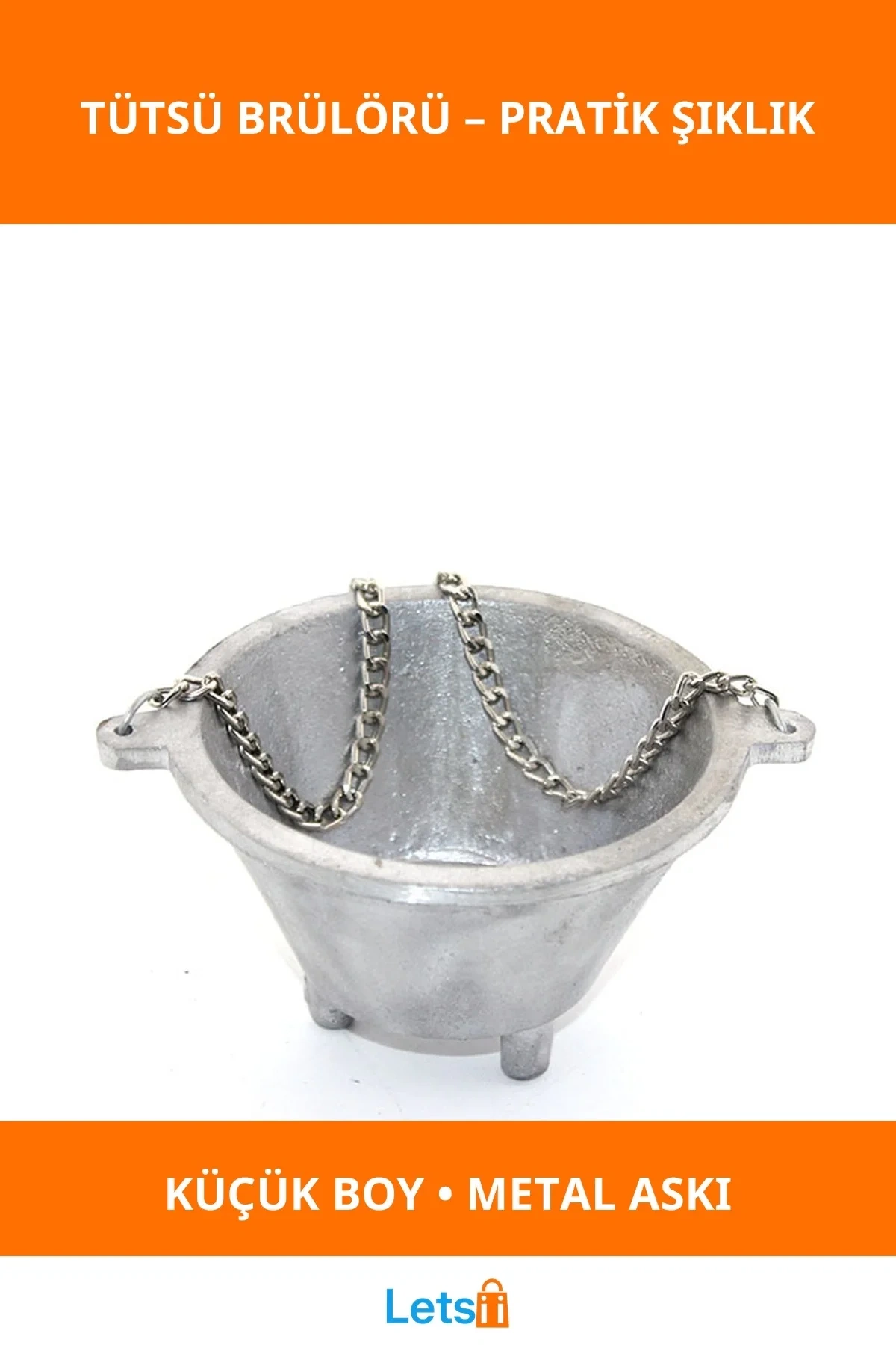 Şık Tasarımlı Metal Askılı Tütsü Brülörü Küçük Boy