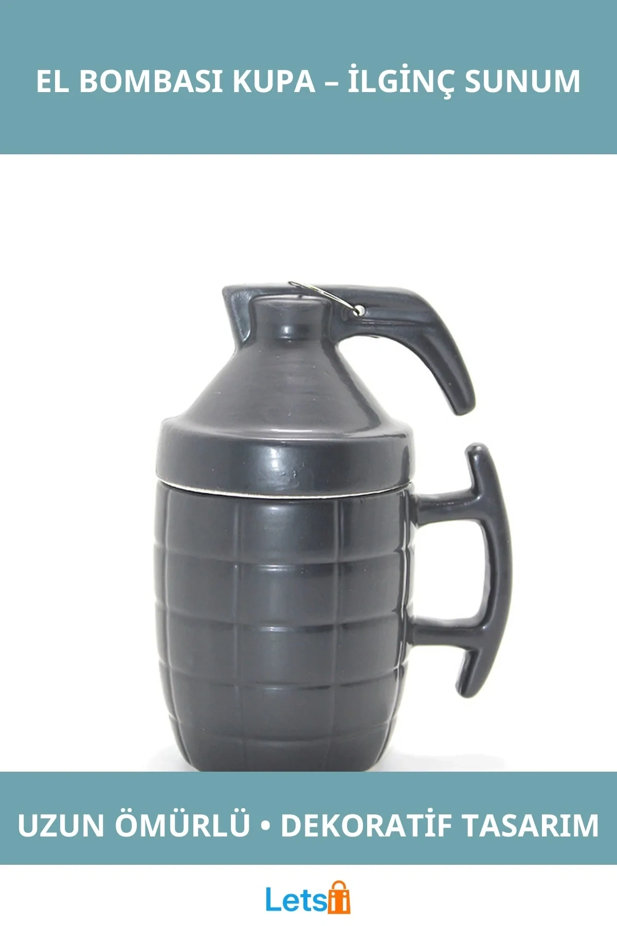 Şık Tasarımlı Porselen El Bombası Kupa Bardak