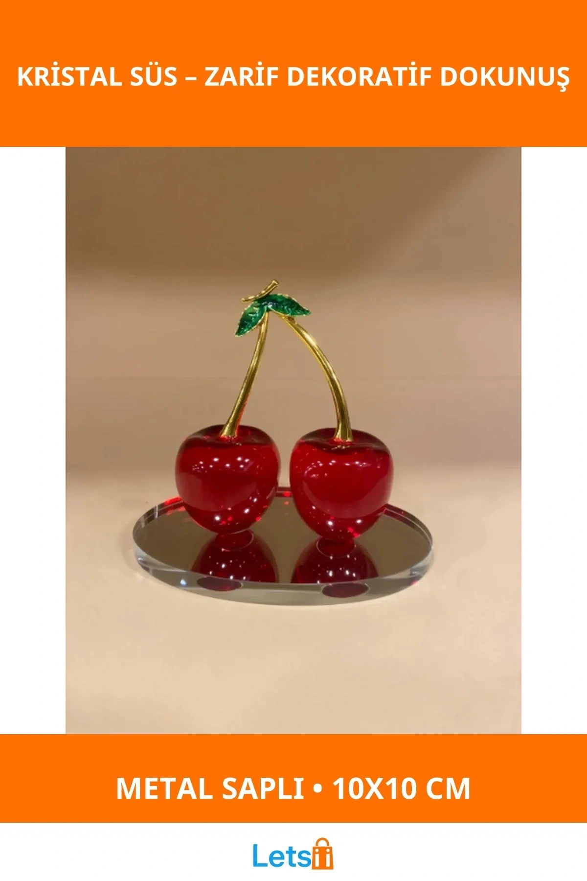 Şık Tasarımlı Zarif Kiraz Kristal Süs