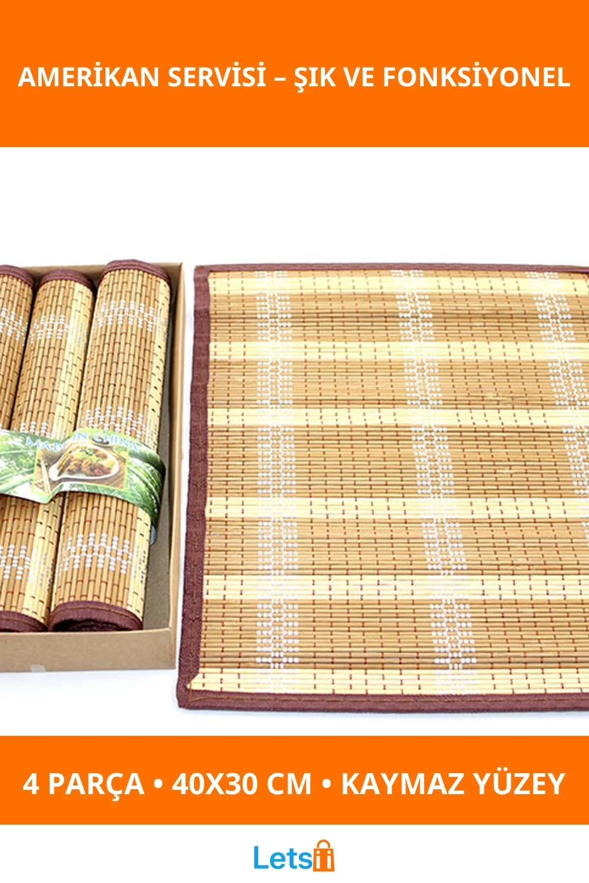 Şık ve Kullanışlı Kaymaz Amerikan Servisi 4lü Set