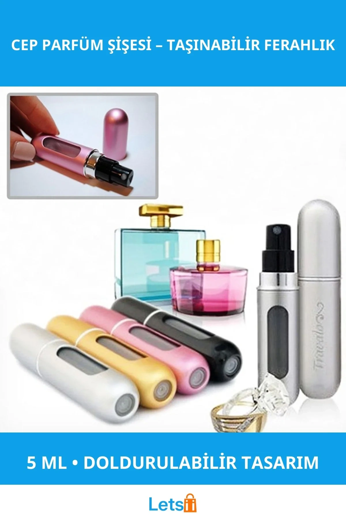 Şık ve Zarif Alüminyum Cep Parfüm Şişesi 4ml Pratik Taşıma