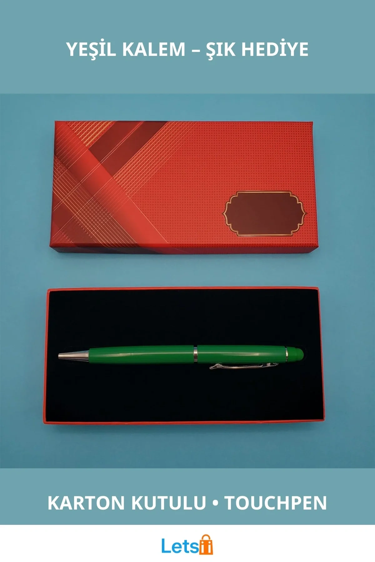 Şık Yeşil Metal Touchpen Kalem Kutulu Hediye Seti