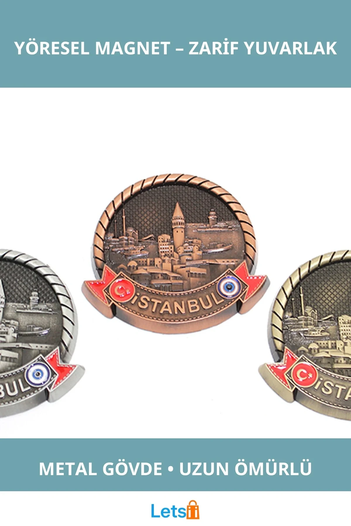 Şık Yuvarlak Metal İstanbul Yöresel Magnet