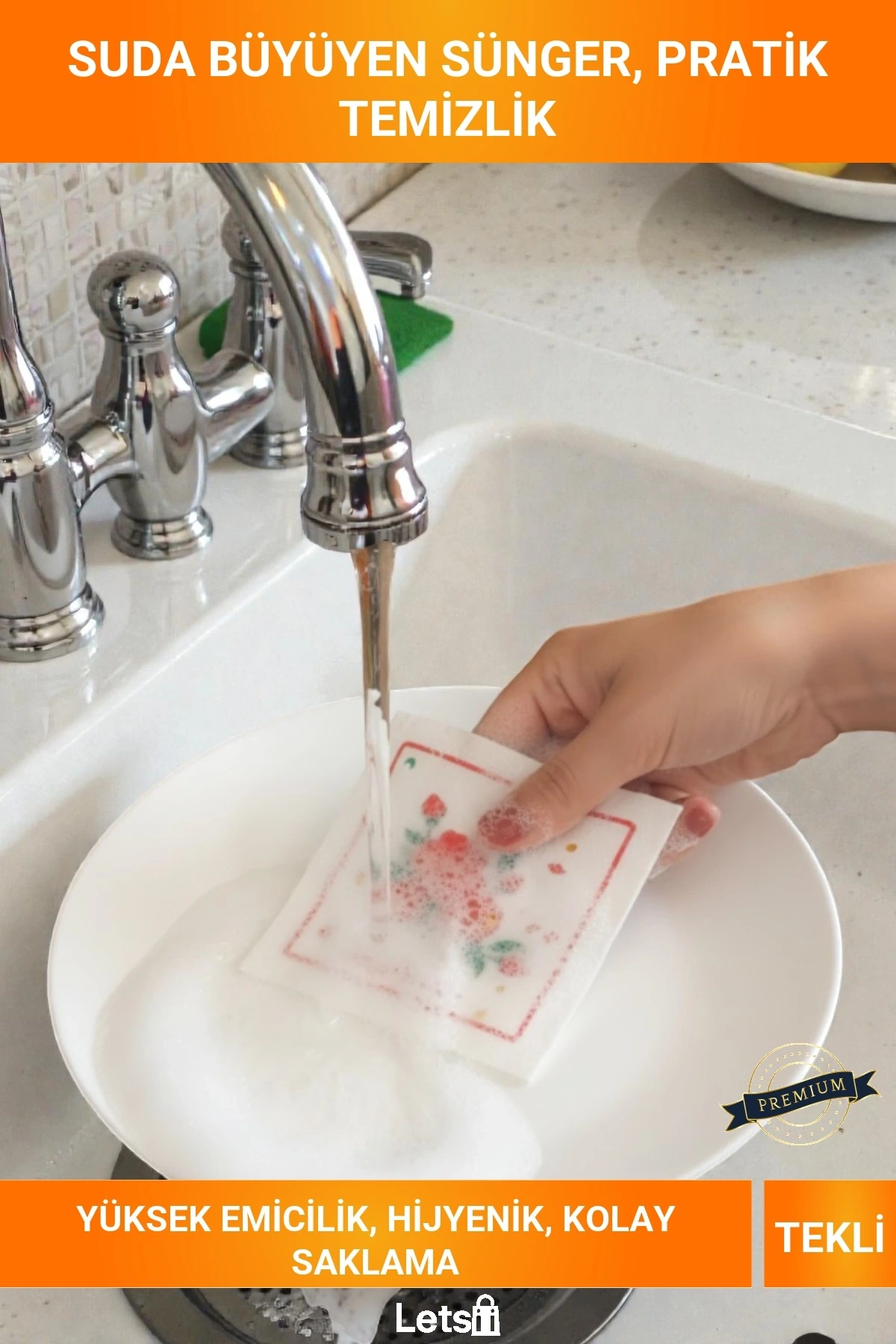 Sıkıştırılmış Suyla Aktifleşen Yüksek Emici Çizmez Dayanıklı Mutfak Banyo Genel Temizlik Süngeri