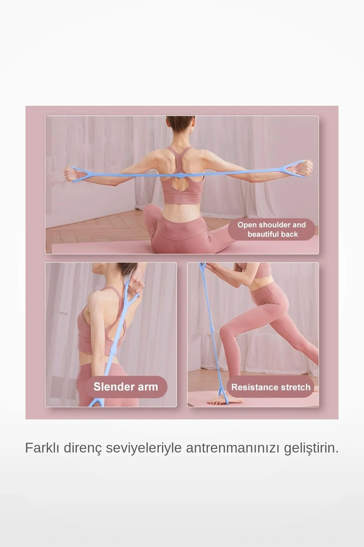Silikon Dayanıklı Halka Tutma Bölmeli Yoga Pilates Fitness Direnç Egzersiz Bandı
