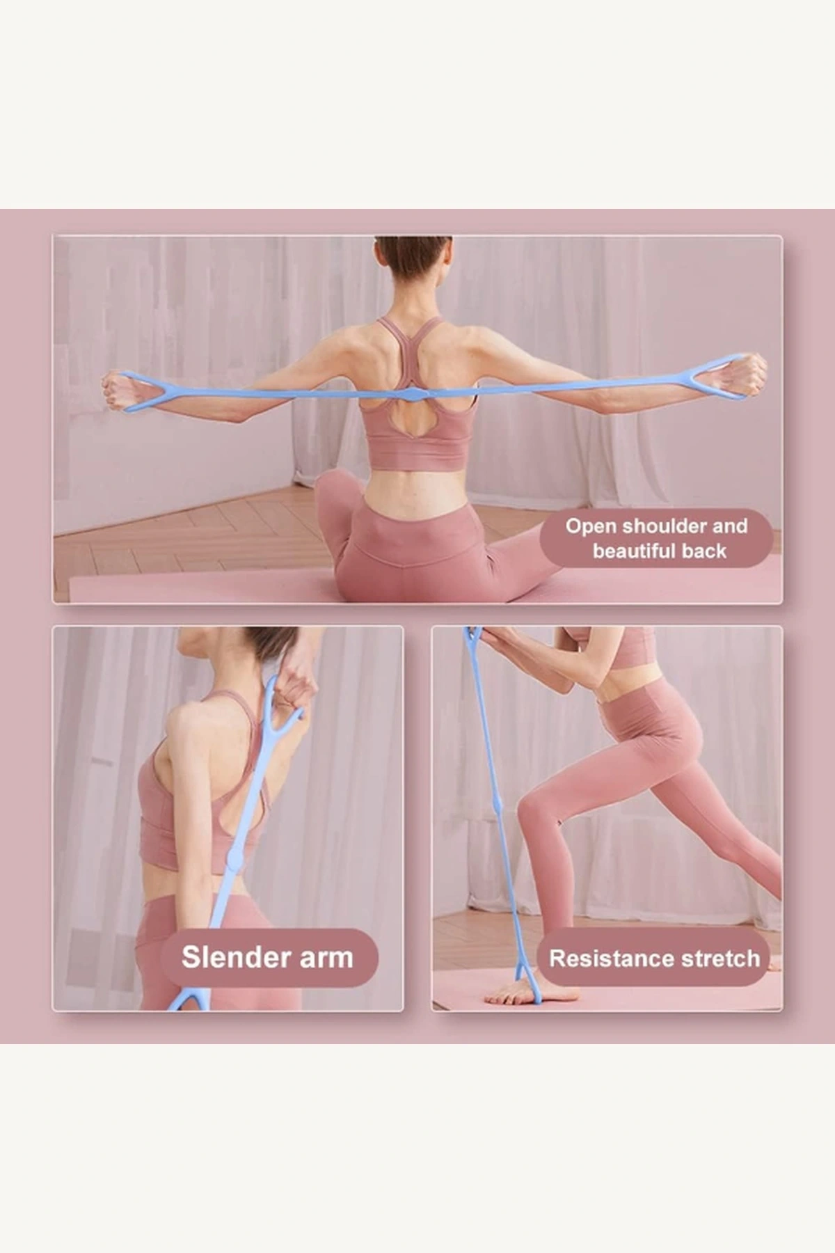 Silikon Dayanıklı Halka Tutma Bölmeli Yoga Pilates Fitness Direnç Egzersiz Bandı