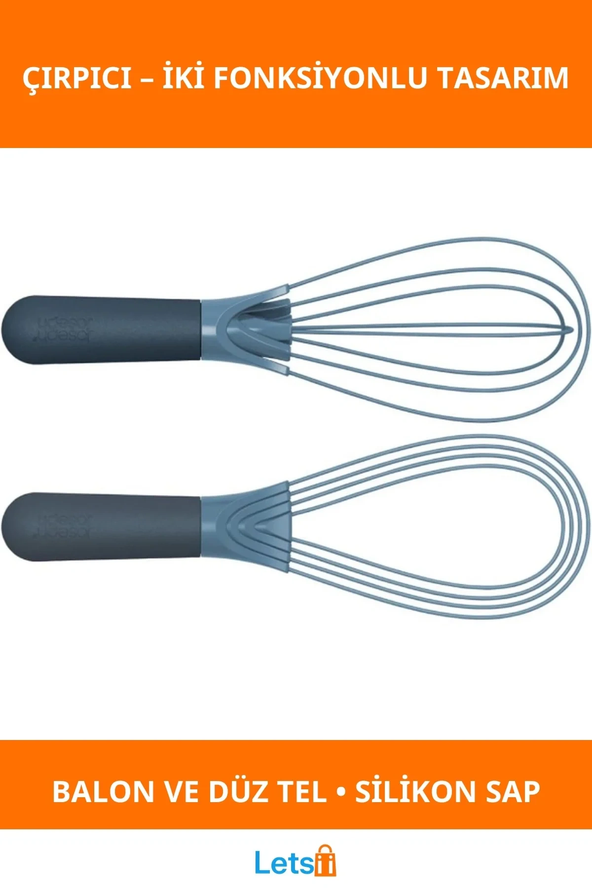 Silikon Saplı 2 İşlevli Çırpıcı (Balon ve Düz) Mutfak Aletleri