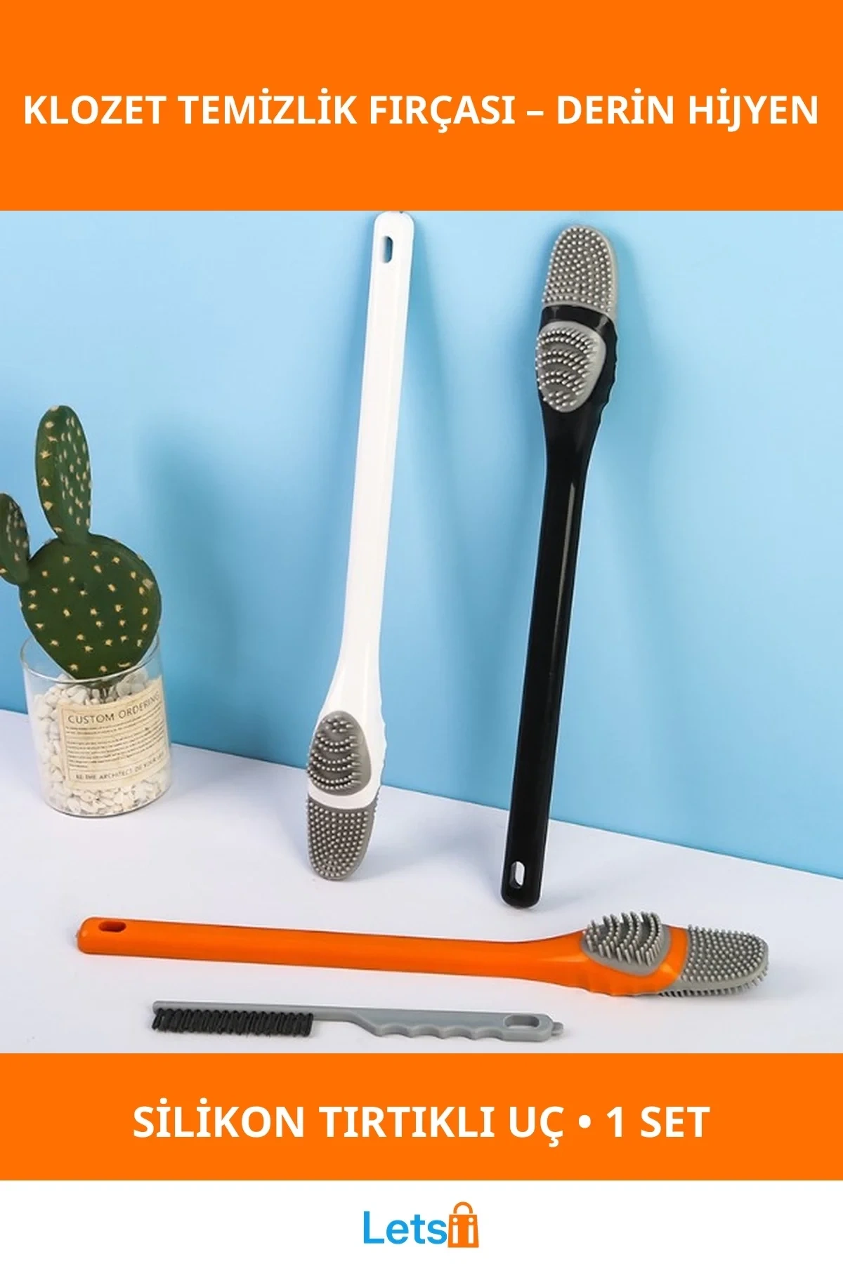 Silikon Tırtıklı Ergonomik Klozet Detay Temizlik Fırçası