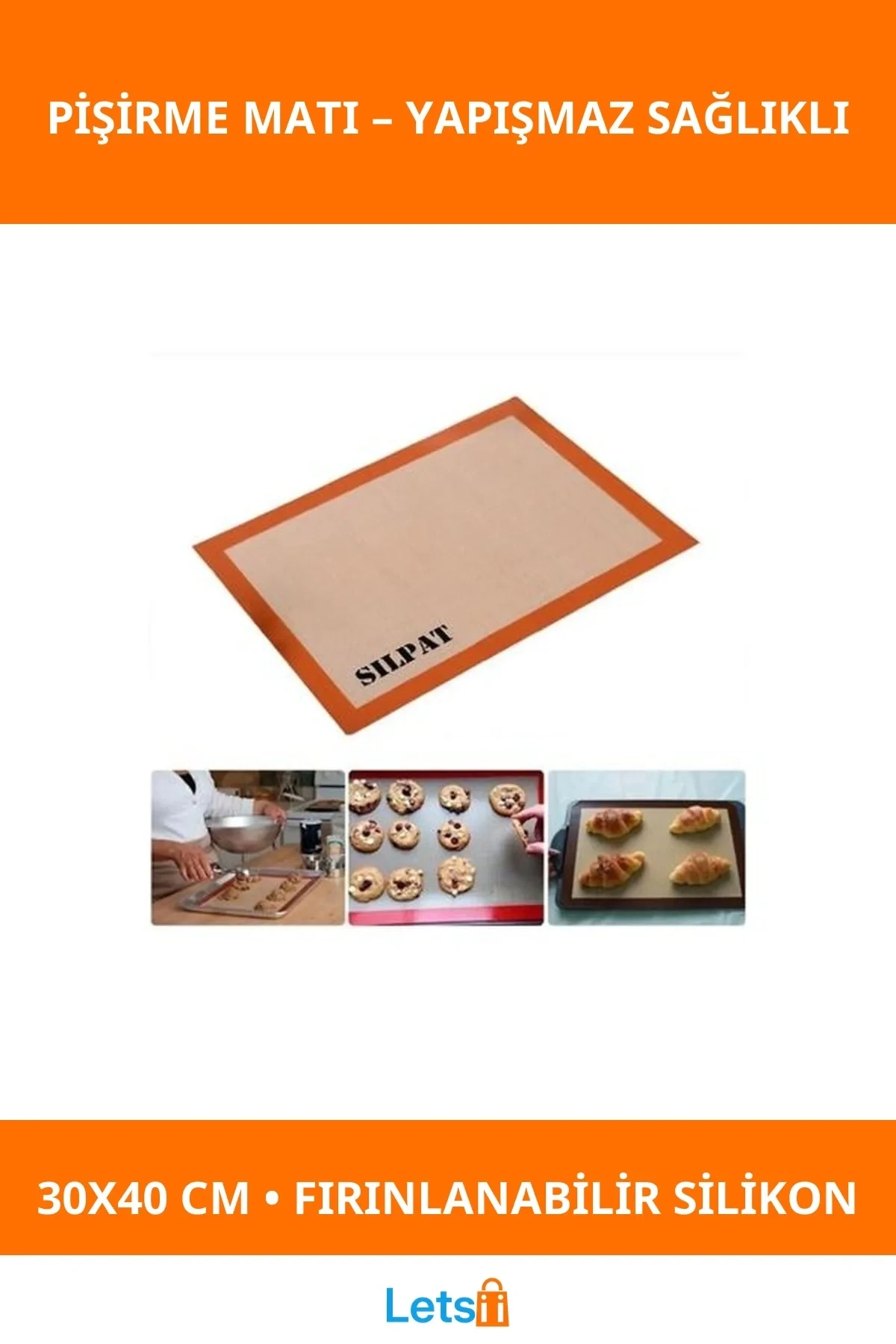 Silikon Yanmaz Yapışmaz Pişirme Matı 30x40 cm