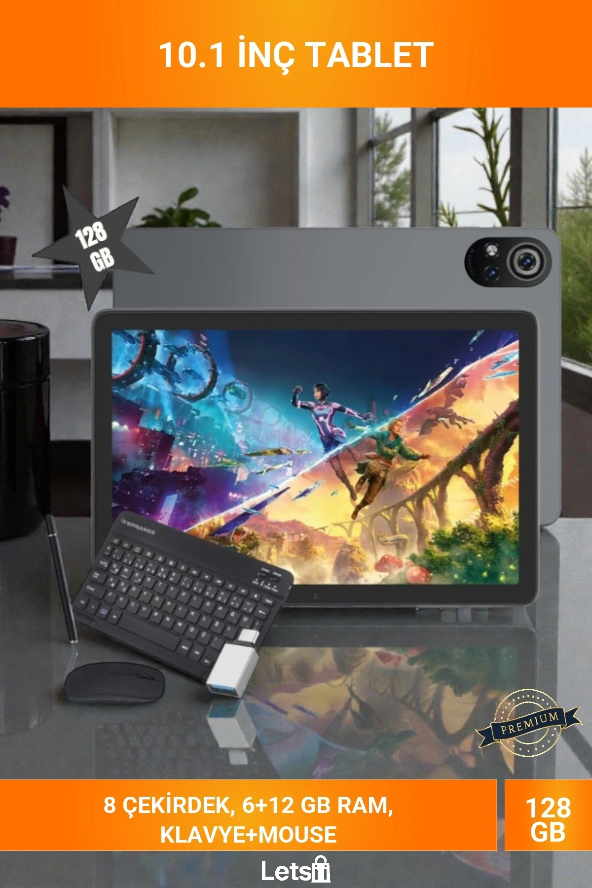 Silver 10.1 IPS Ekran 6GB/128GB Genişletilebilir RAM Full Aksesuarlı Tablet PC