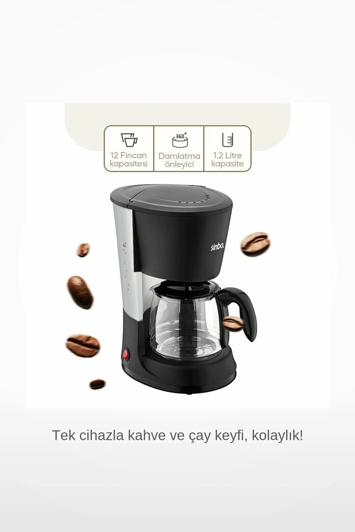 Sinbo 2si 1 Arada Filtre Kahve ve Çay Demleme Makinesi 1.2 Litre 12 Fincan Kapasiteli