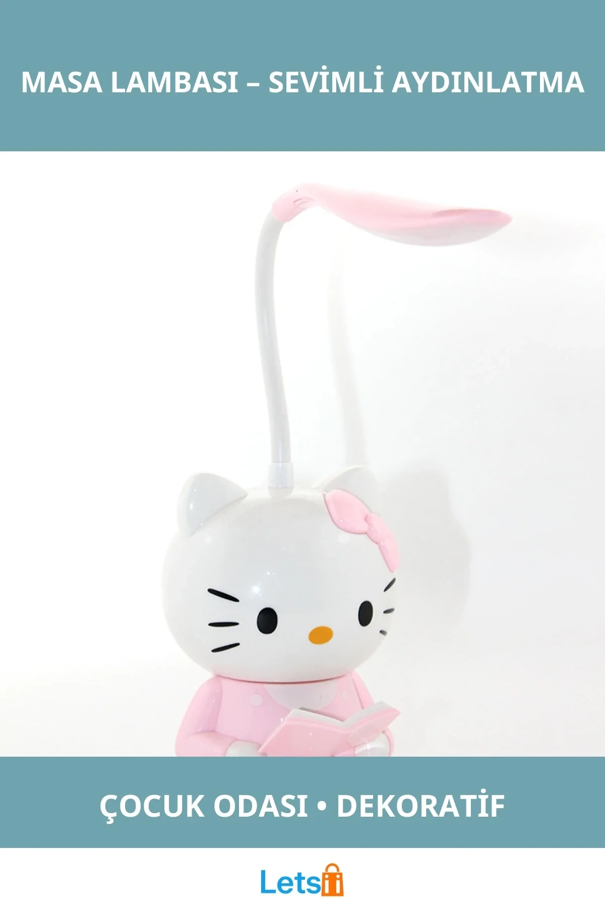 Şirin Hello Kitty Tasarımlı Masa Lambası Çocuk Odası ve Çalışma Alanları için