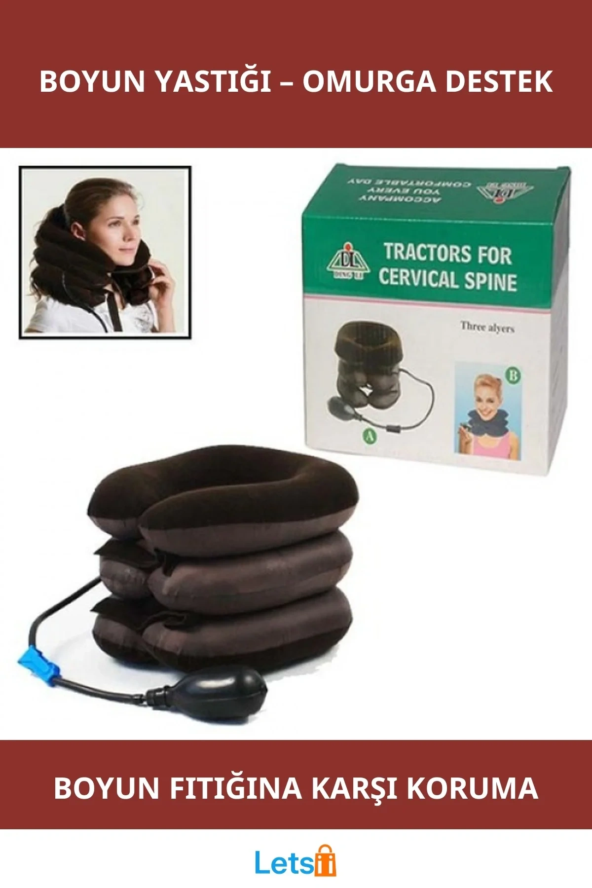 Şişirilebilir Ortopedik Boyun Yastığı Seyahat İçin