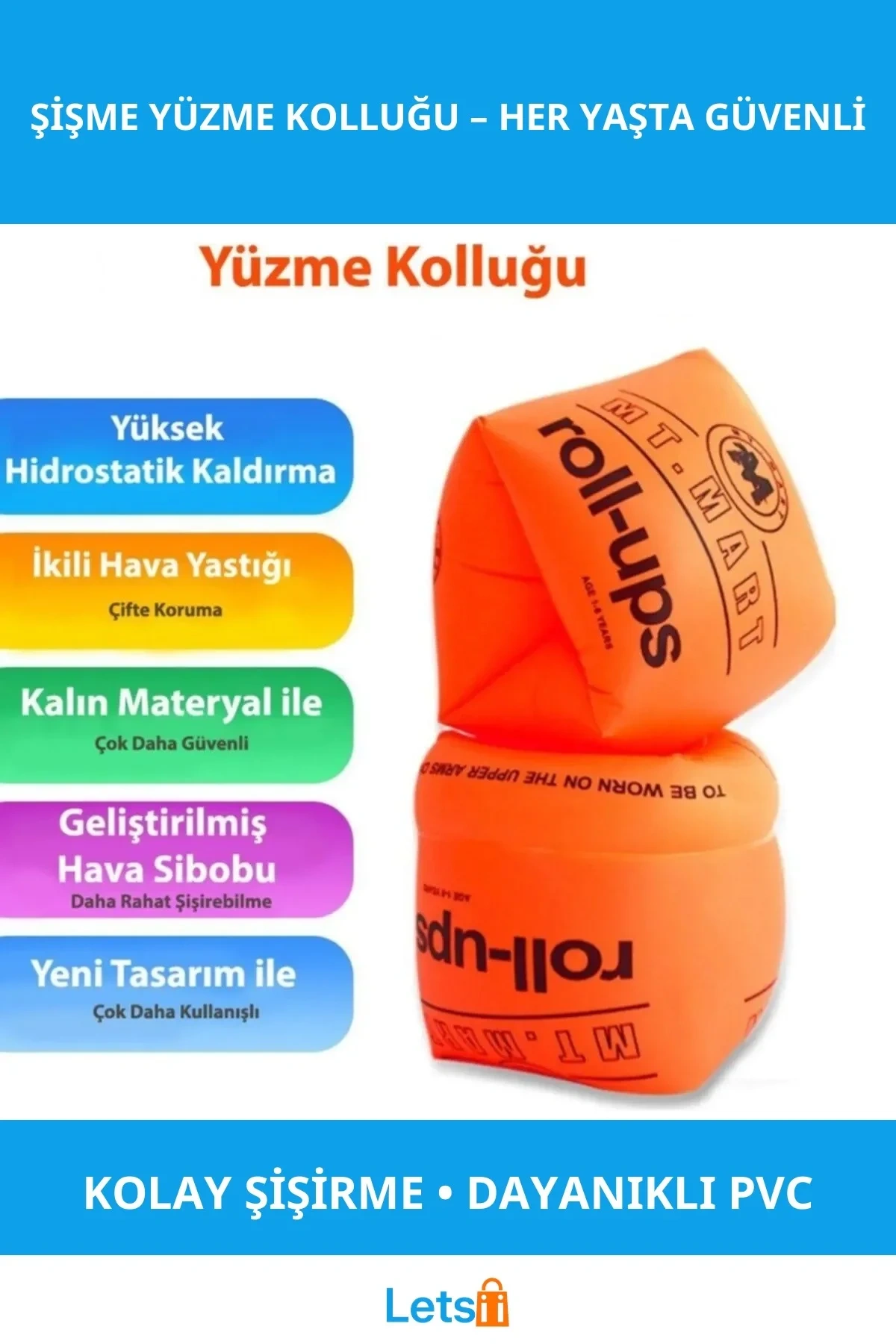 Şişme Yüzme Kolluğu Her Yaşa Uygun Güvenli PVC 2 Adet