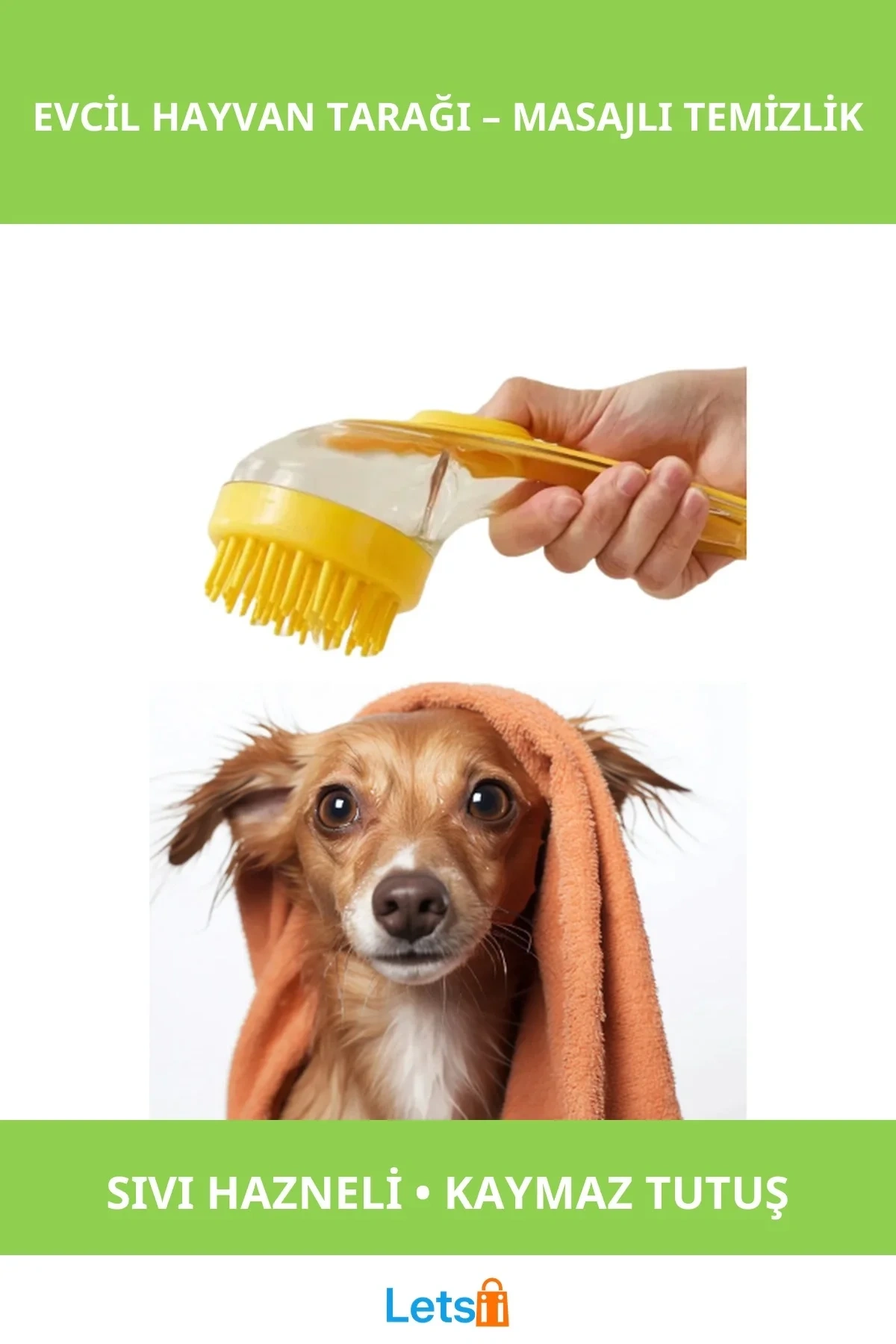 Sıvı Hazneli Silikon Evcil Hayvan Tarağı Masaj ve Temizlik Fırçası