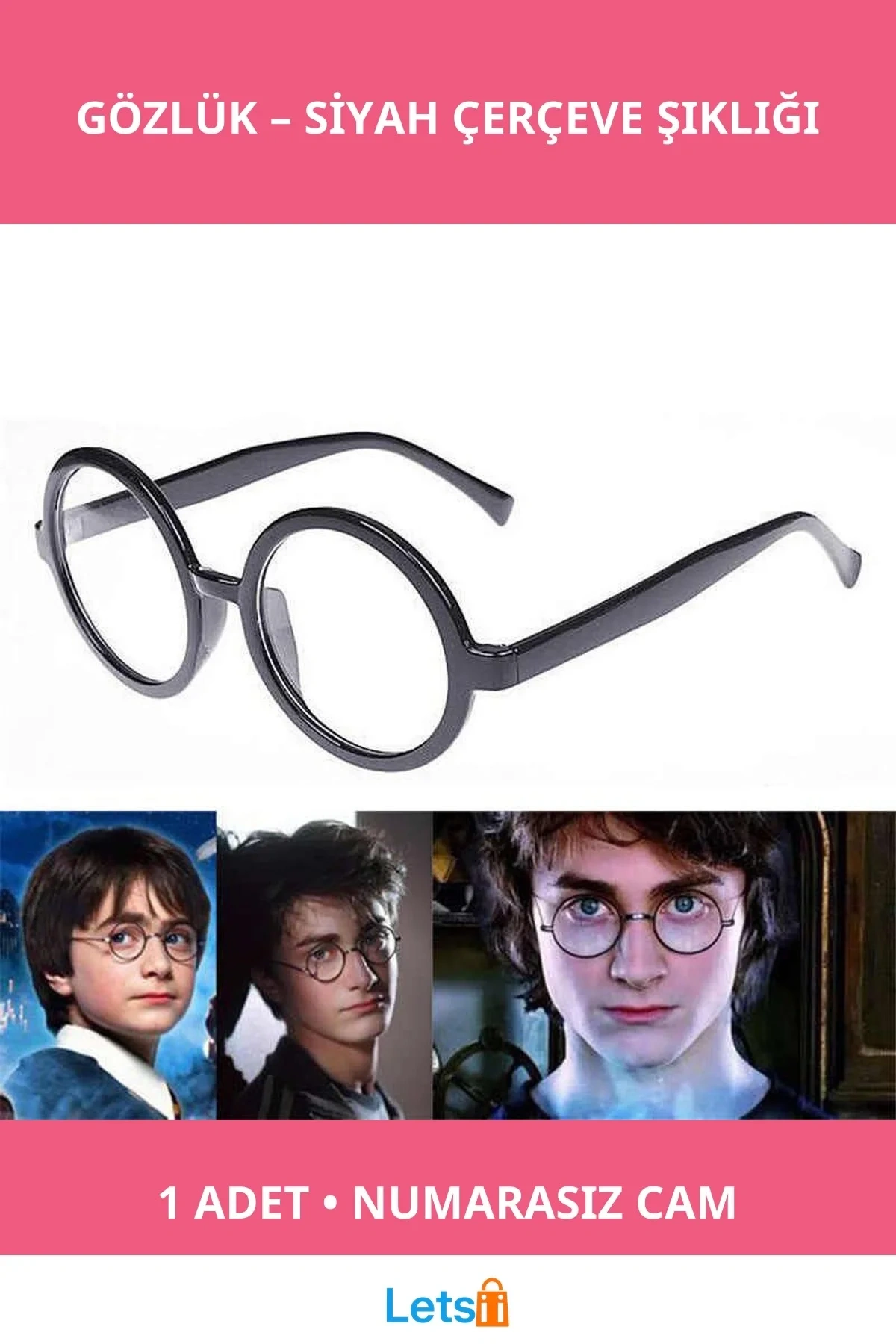 Siyah Çerçeveli Yetişkin ve Çocuklar İçin Harry Potter Gözlüğü