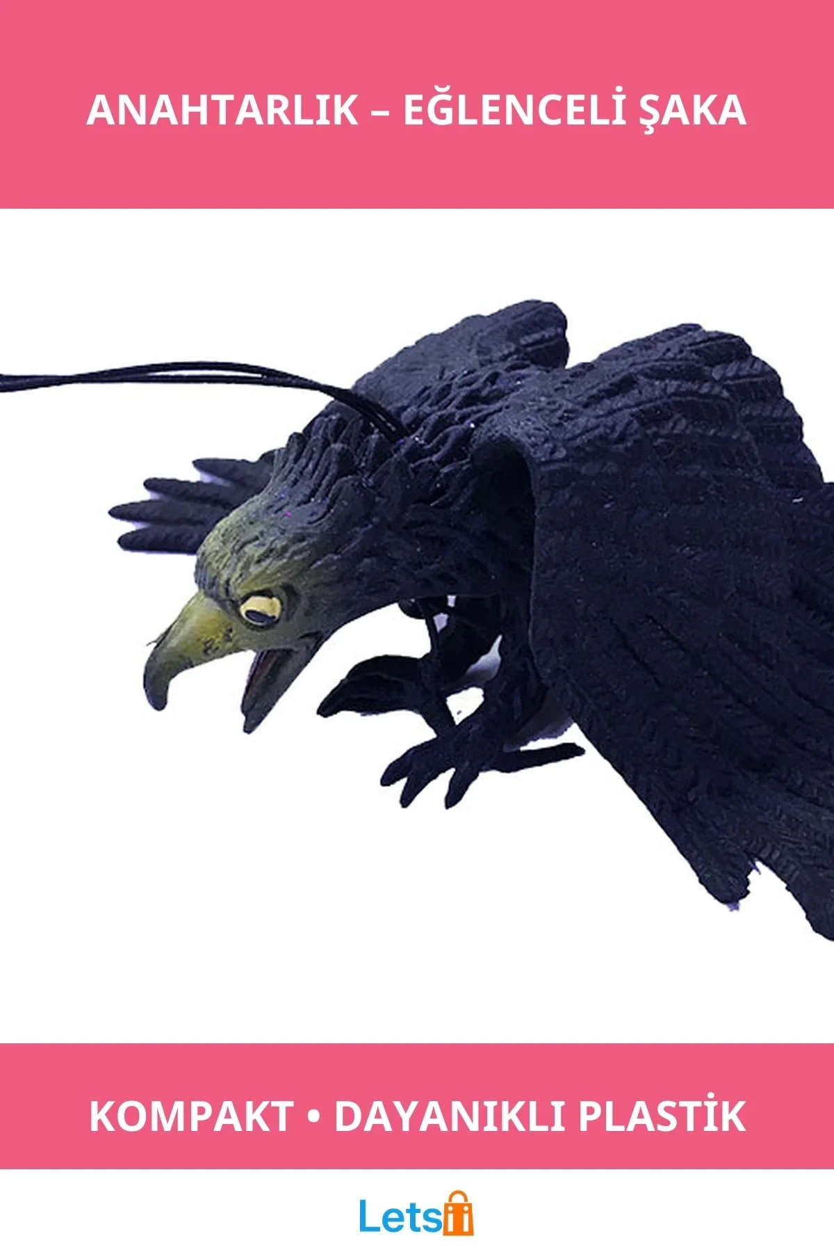 Siyah Plastik Eğlenceli Kartal Yarasa Şaka Anahtarlık