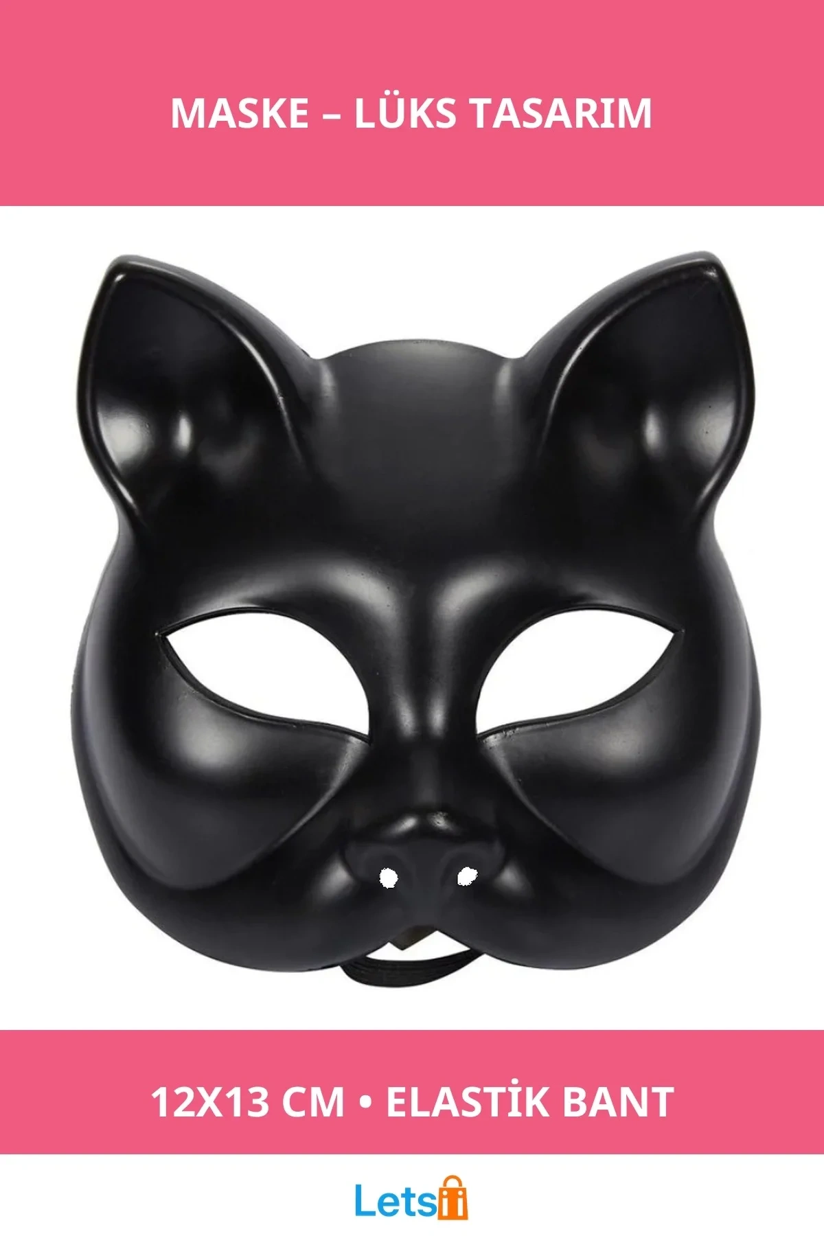 Siyah Renk Lüks Kedi Maskesi 12x13 cm